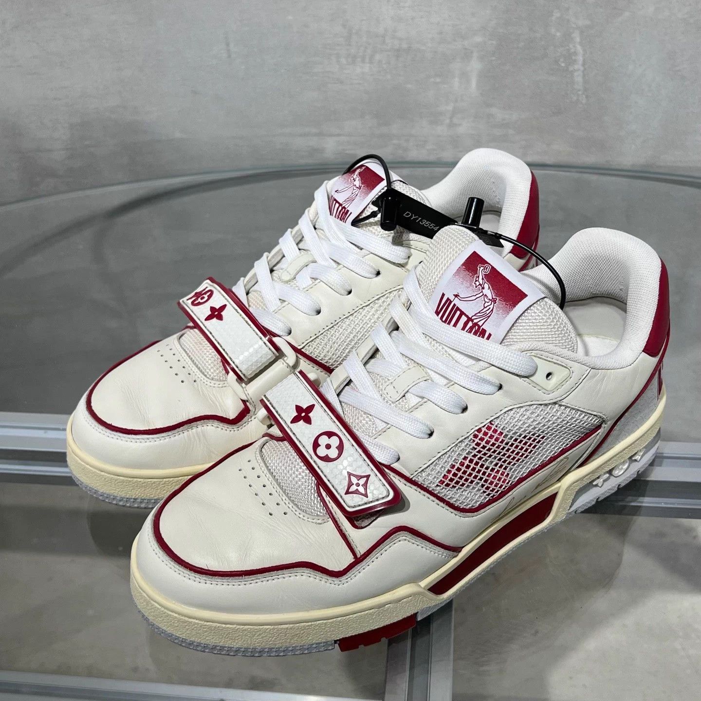 Louis Vuitton LV Trainer White Red Velcro UK6 (40) Size US 7 / EU 40 - 2 Thumbnail