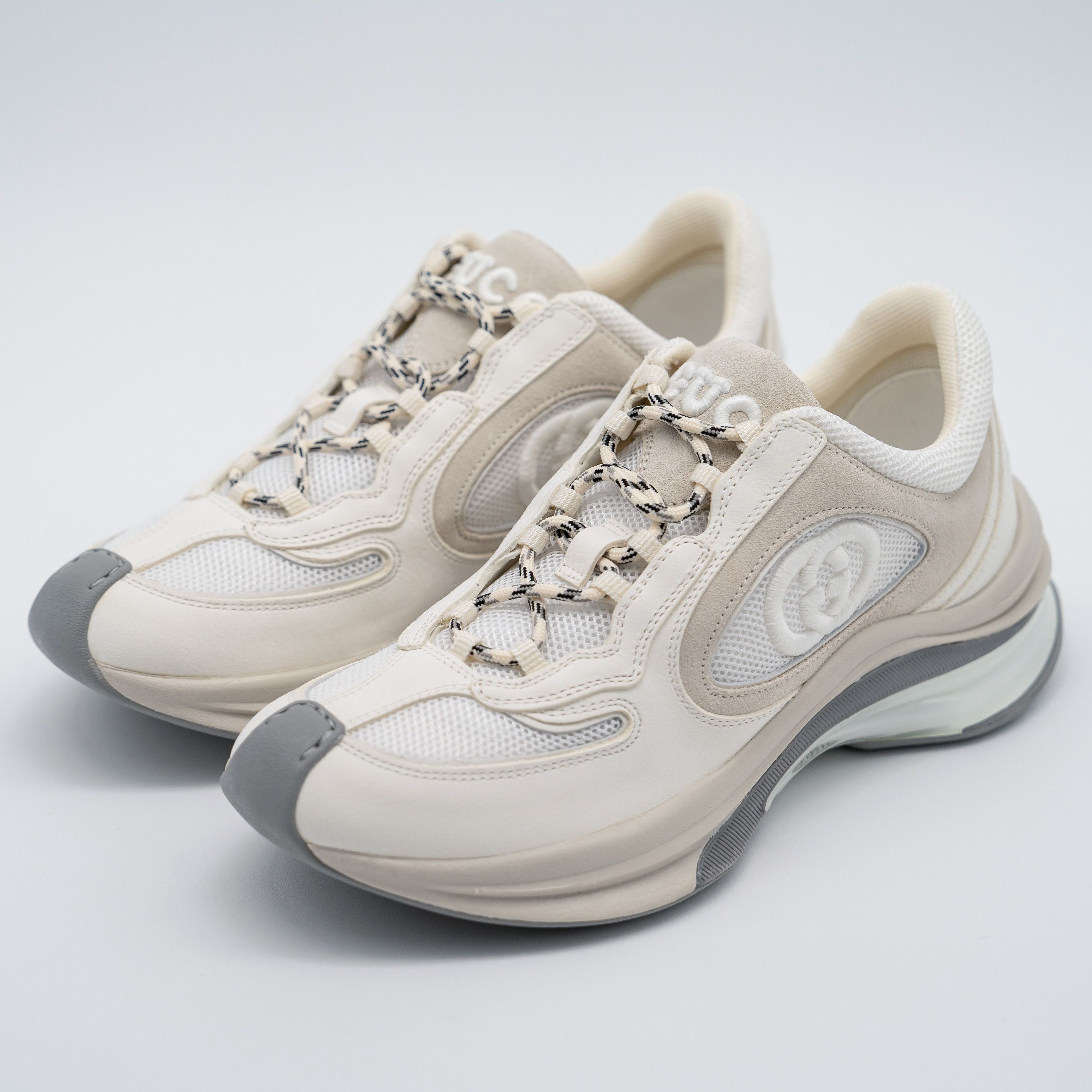 Gucci Ivory Fabric And Suede Sneakers | Grailed