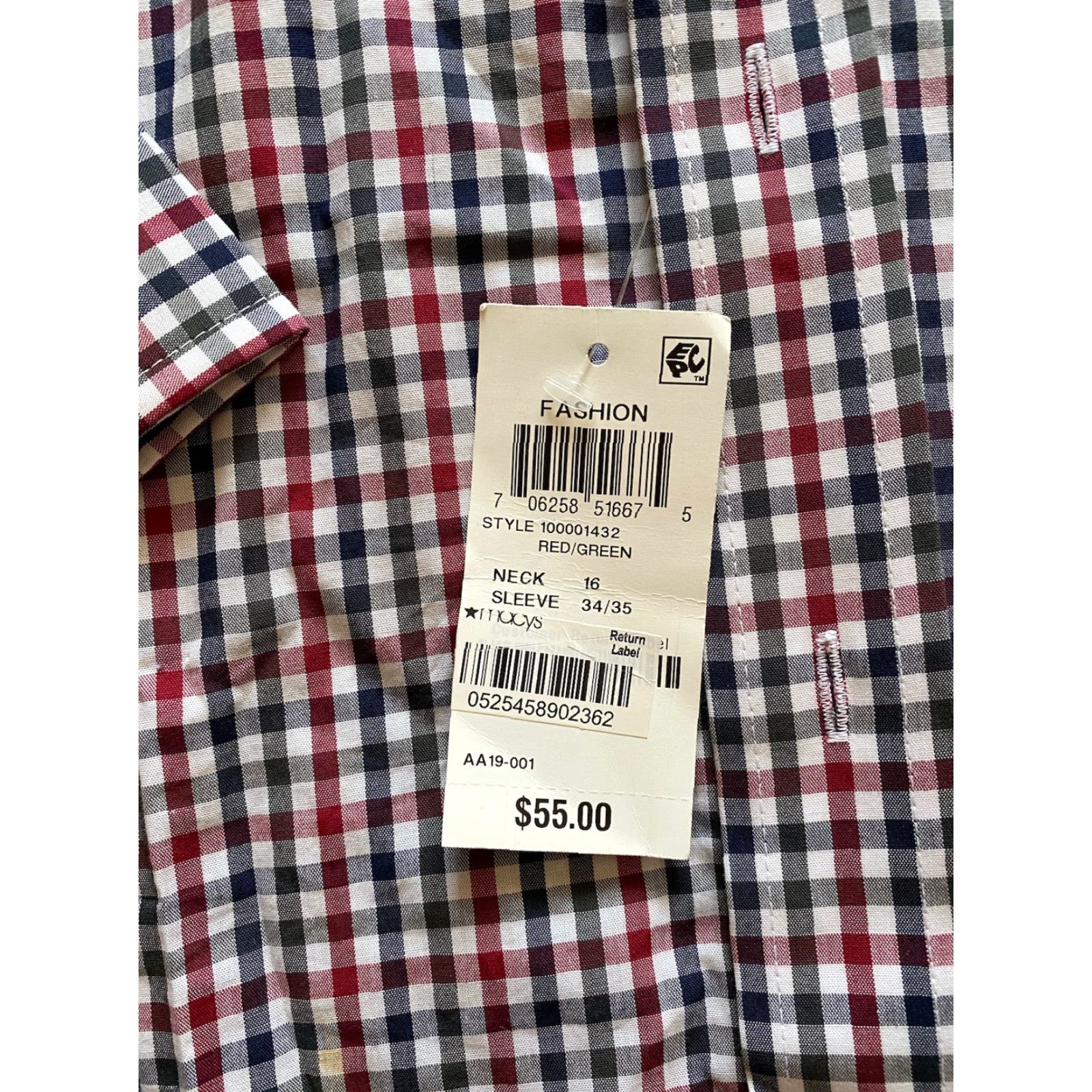 Club Room Club Room Button Shirt Men’s 16 Regular-Fit 100% Cotton Plaids & Checks Blue Red Multicolor Dress Shirt Mens Size US L / EU 52-54 / 3 - 4 Thumbnail