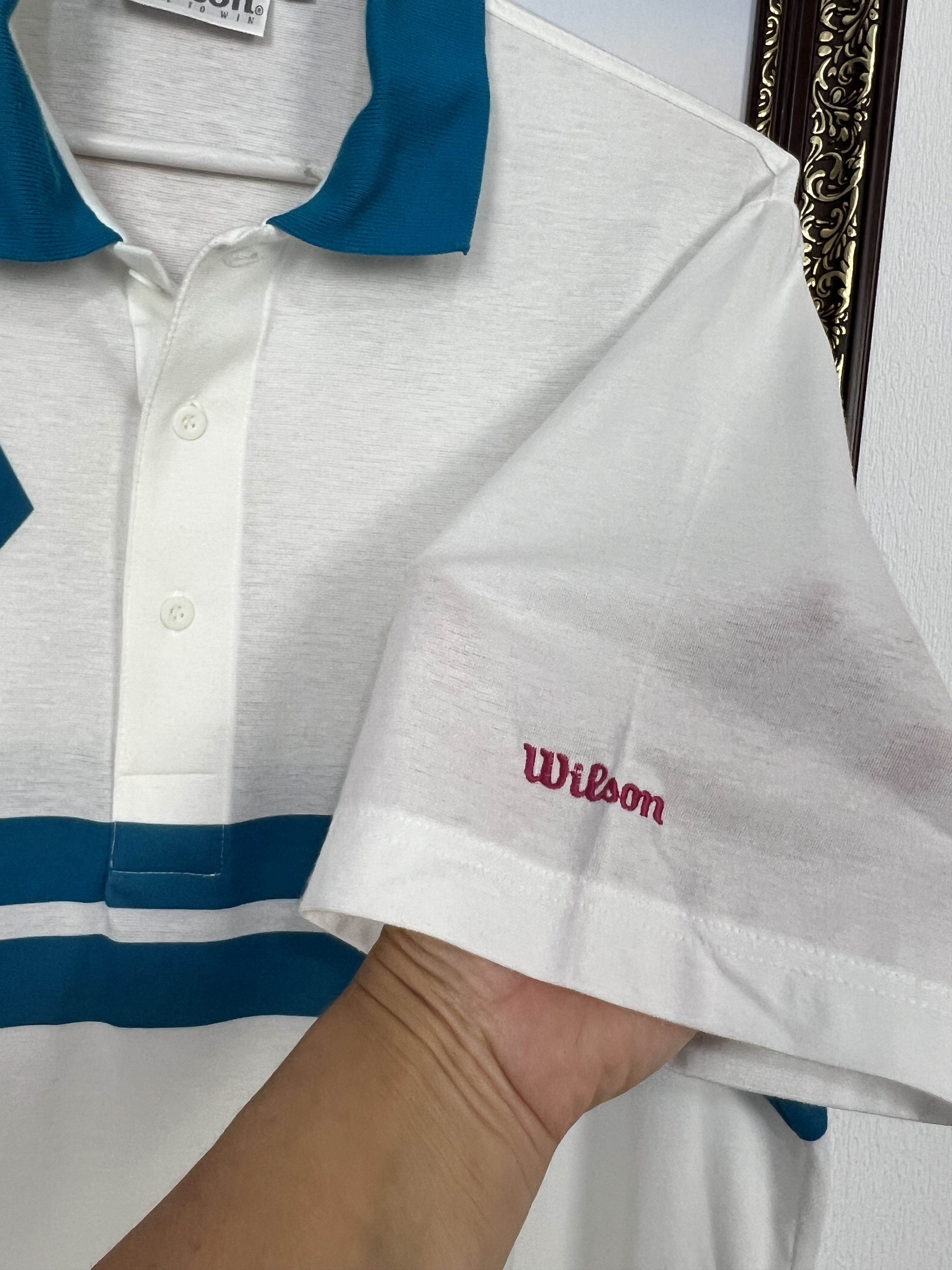 Wilson Vintage 90's Wilson Tennis White Polo Mens Shirt Sport Size US L / EU 52-54 / 3 - 3 Thumbnail