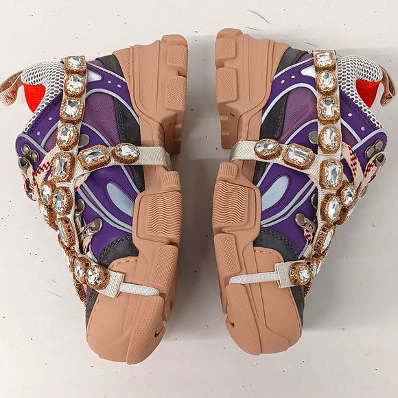 Gucci GUCCI Women's 'Lavender' Flashtreks w/ Crystals - EU36/US6 Size US 6 / IT 36 - 5 Thumbnail