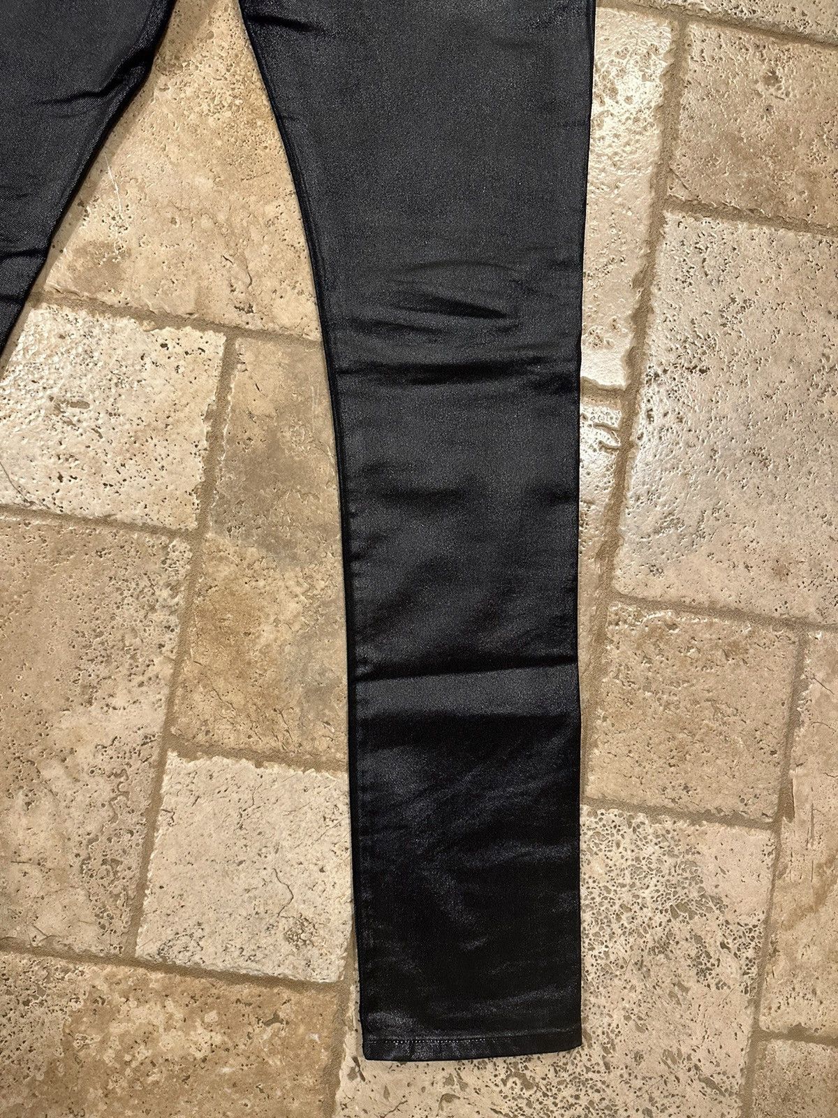 Anthony Vaccarello Saint Laurent Paris 2020 D24 Oil Coated Black Denim Size US 33 - 7 Thumbnail