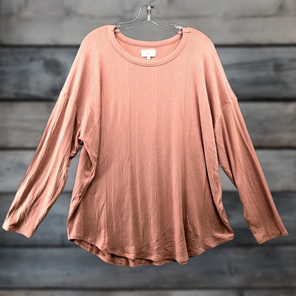 Lou & Grey Lou & Grey Signaturesoft Long Sleeve T Shirt Womens XXL Pink Crewneck Ribbed Size XXL / US 16-18 / IT 52-54 - 1 Thumbnail