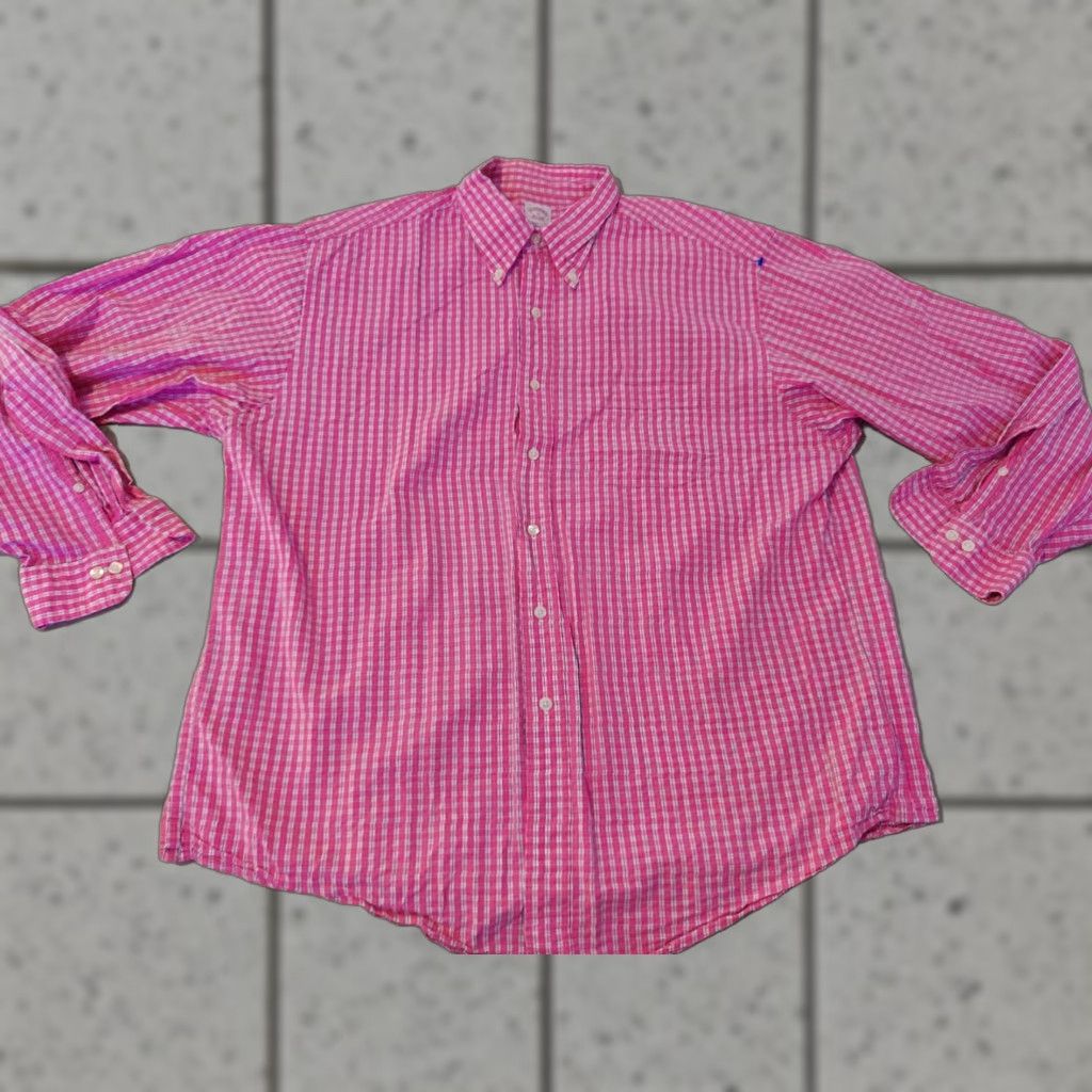 Brooks Brothers Brooks Brothers Dress Shirt Mens XL Pink Cotton Button Size 46R - 1 Thumbnail