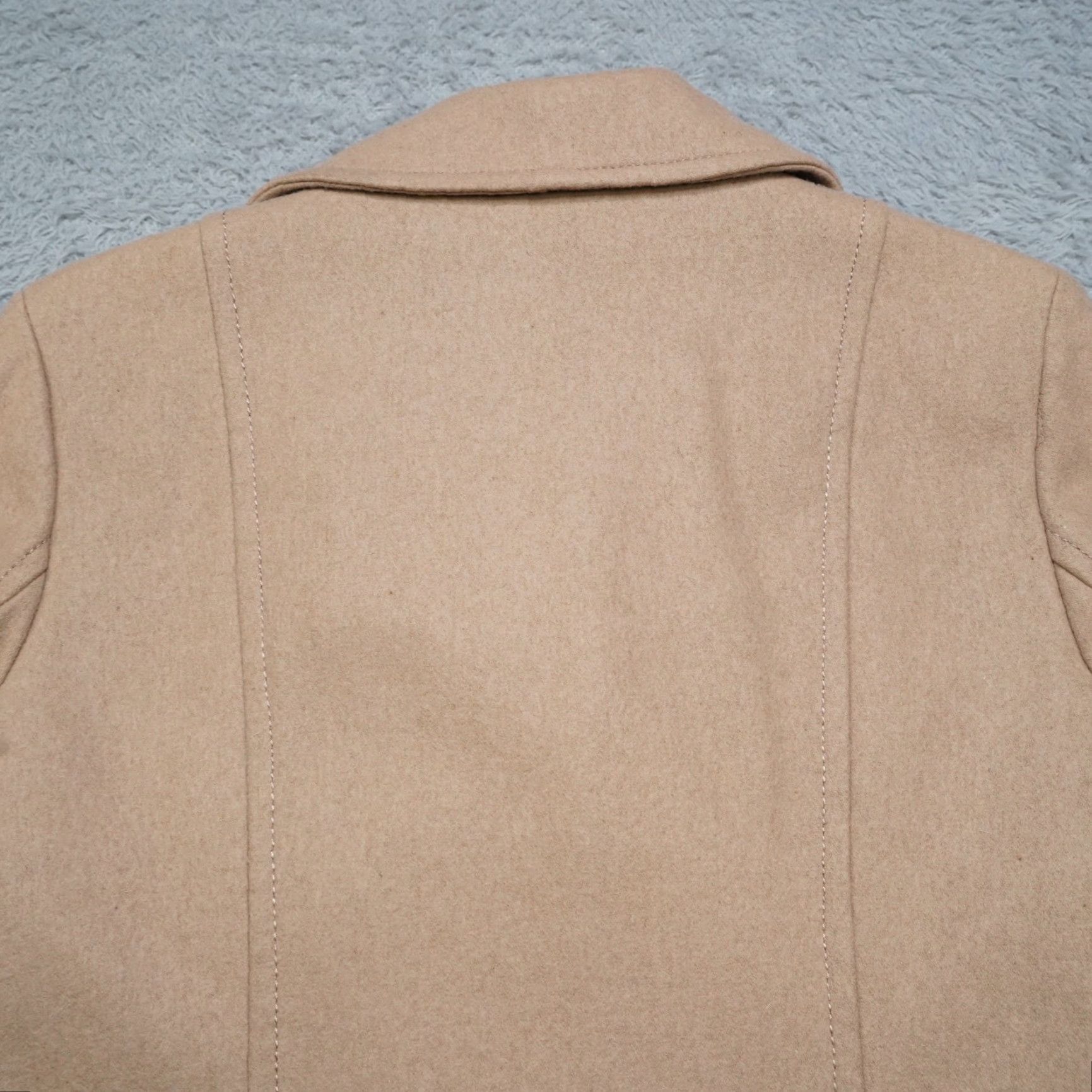Vintage Wool Pea Coat Womens L Tan M. Julian Button Excellent Size L / US 10 / IT 46 - 7 Thumbnail