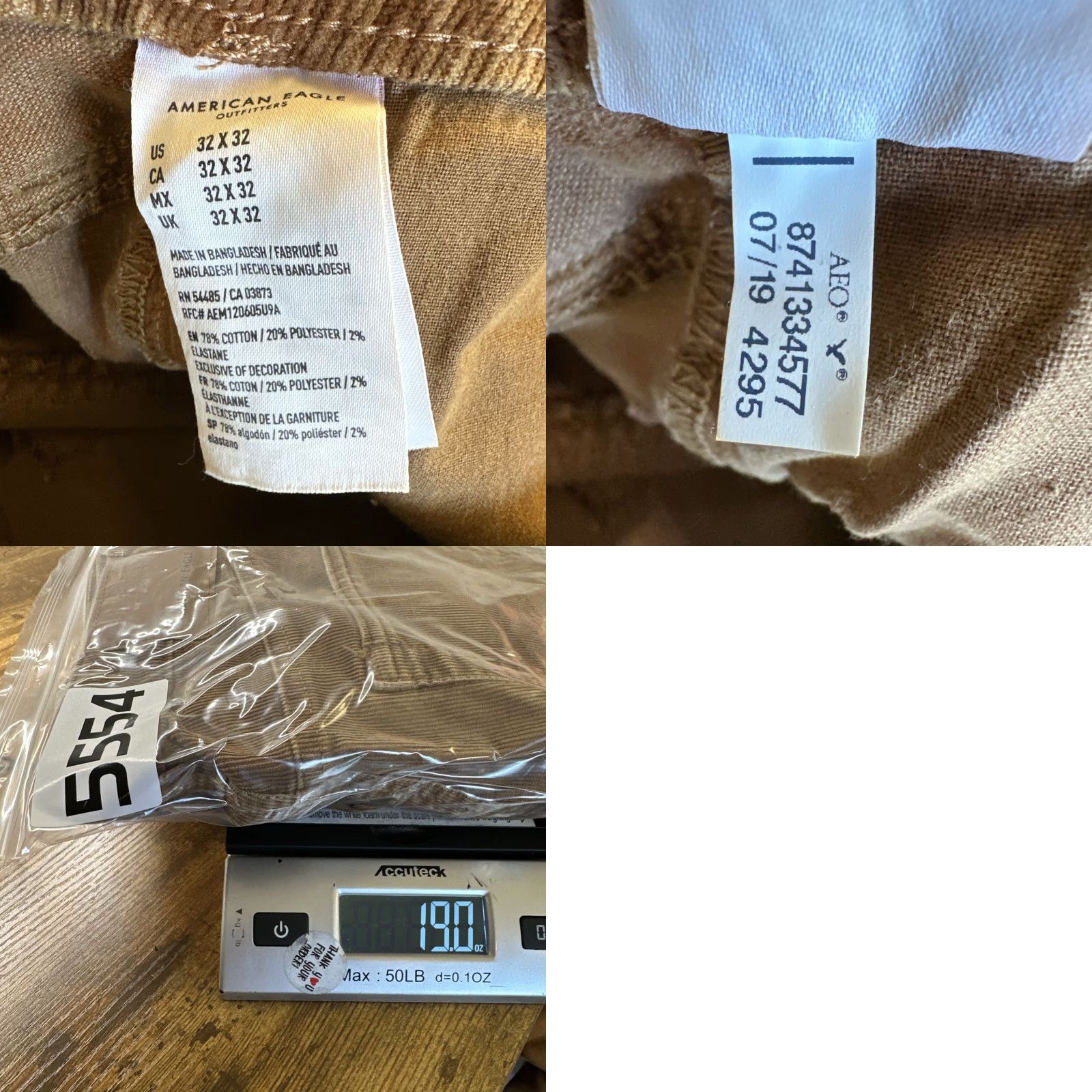 American Eagle Outfitters American Eagle Pants Mens 32X32 Flat Front Chino Corduroy Brown Preppy Size US 32 / EU 48 - 8 Thumbnail