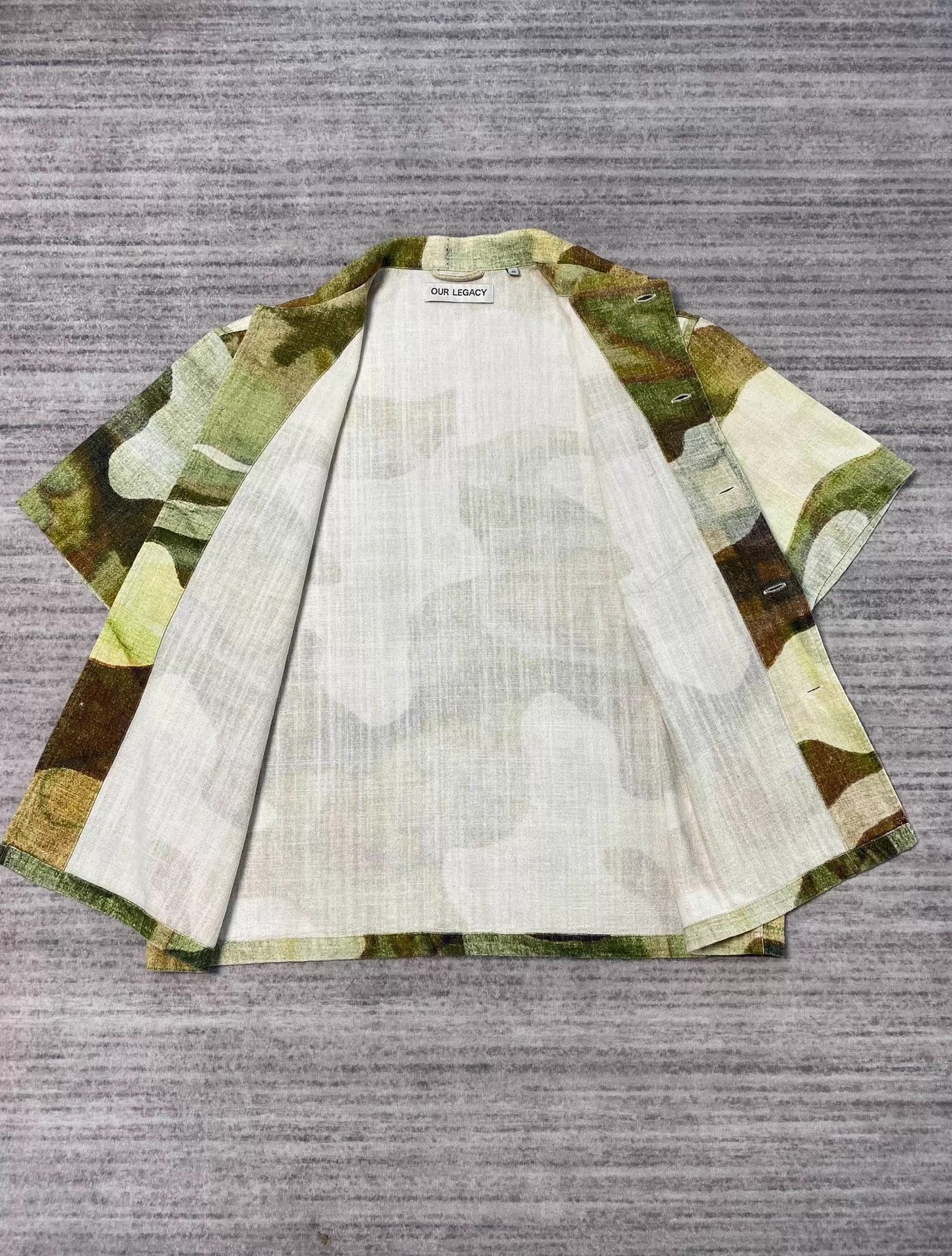 Our Legacy Our Legacy Oil Camo Psy Green Cuban Collar Shirt Size US S / EU 44-46 / 1 - 3 Thumbnail