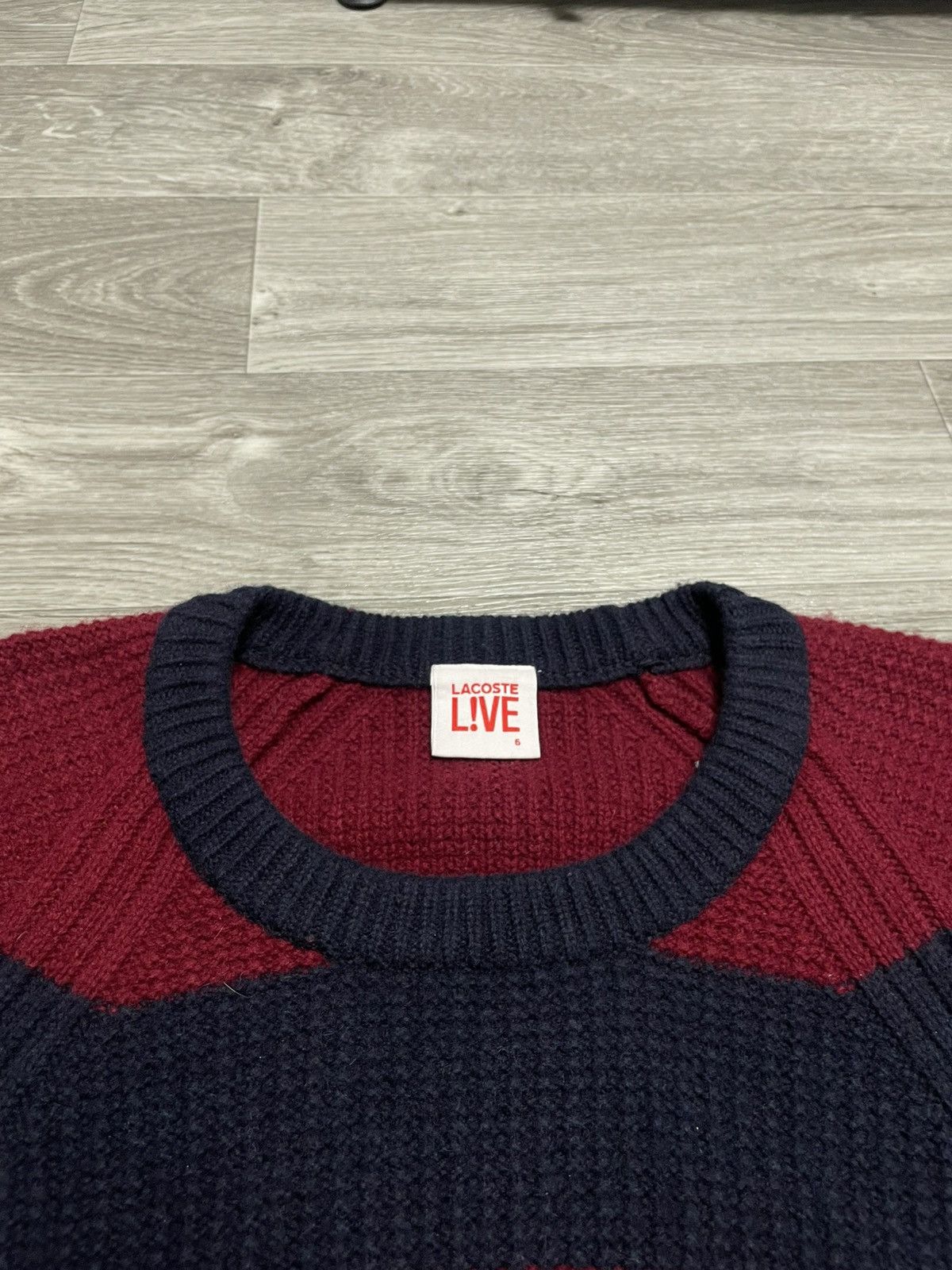 Lacoste Vintage Lacoste LIVE Blue/Burgundy Striped Knit Wool Sweater Size US L / EU 52-54 / 3 - 7 Thumbnail