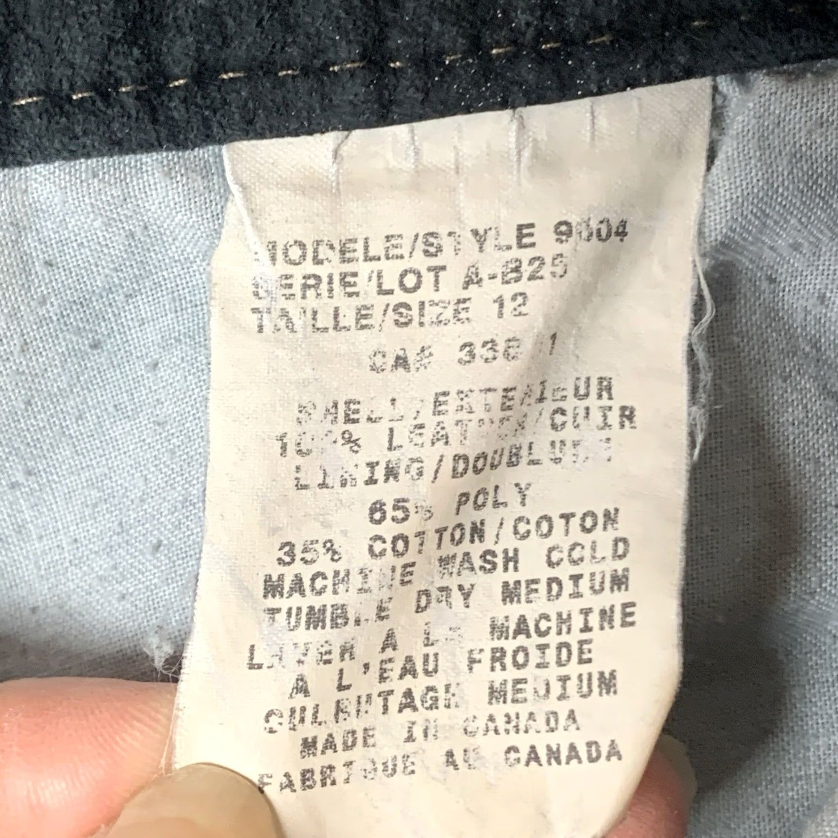 Vintage VINTAGE Bovines Pants Womens 12 Black Genuine Suede Leather Chino Straight Pockets Goth Retro Y2K Canada Machine Washable Size 34" / US 12 / IT 48 - 3 Thumbnail