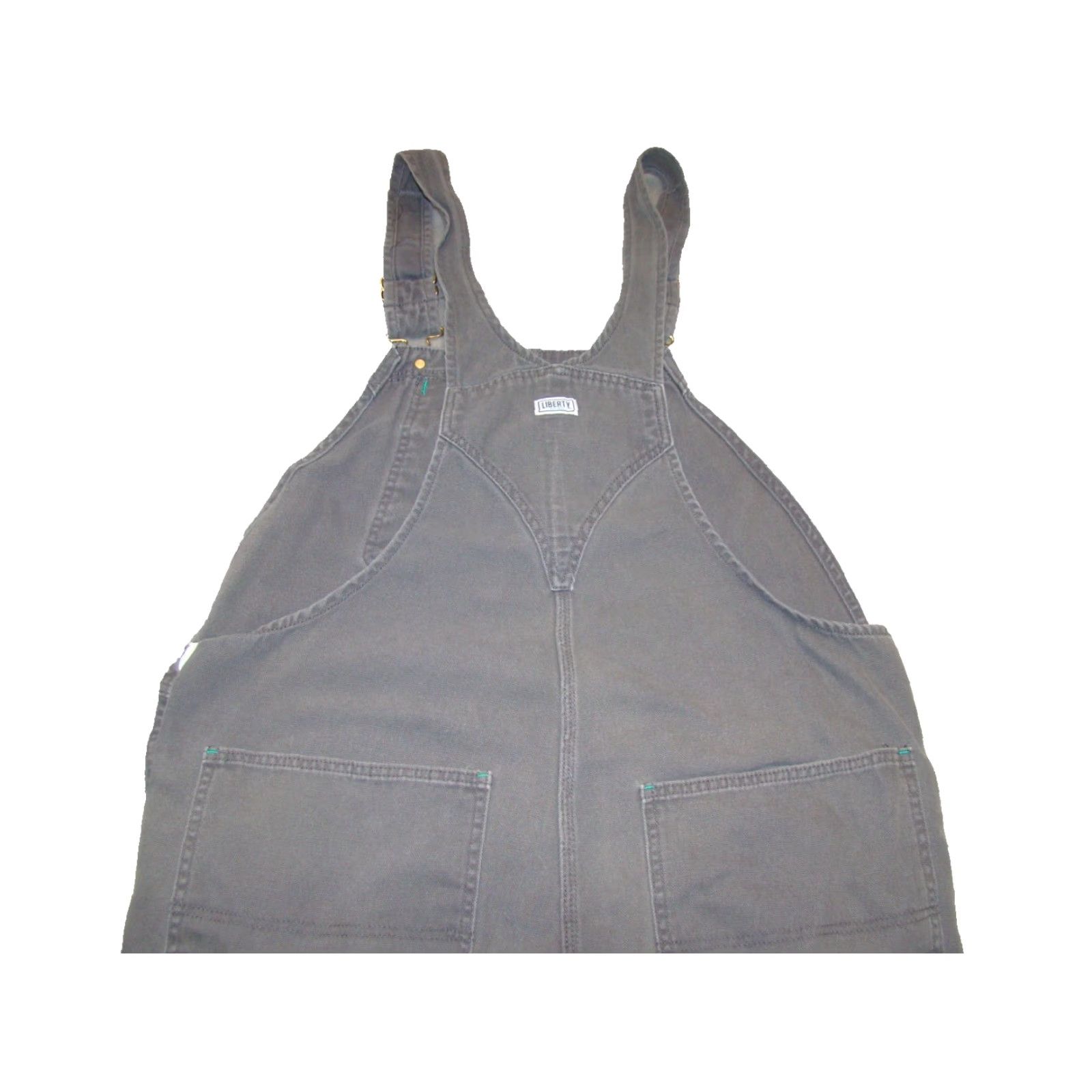 Vintage Liberty Bib Overalls Men 42x30 Gray Denim Work Carpenter Painter Farm USA Pockets 27in Inseam Regular Straight Overall Jeans Mens Size US 42 / EU 58 - 6 Thumbnail