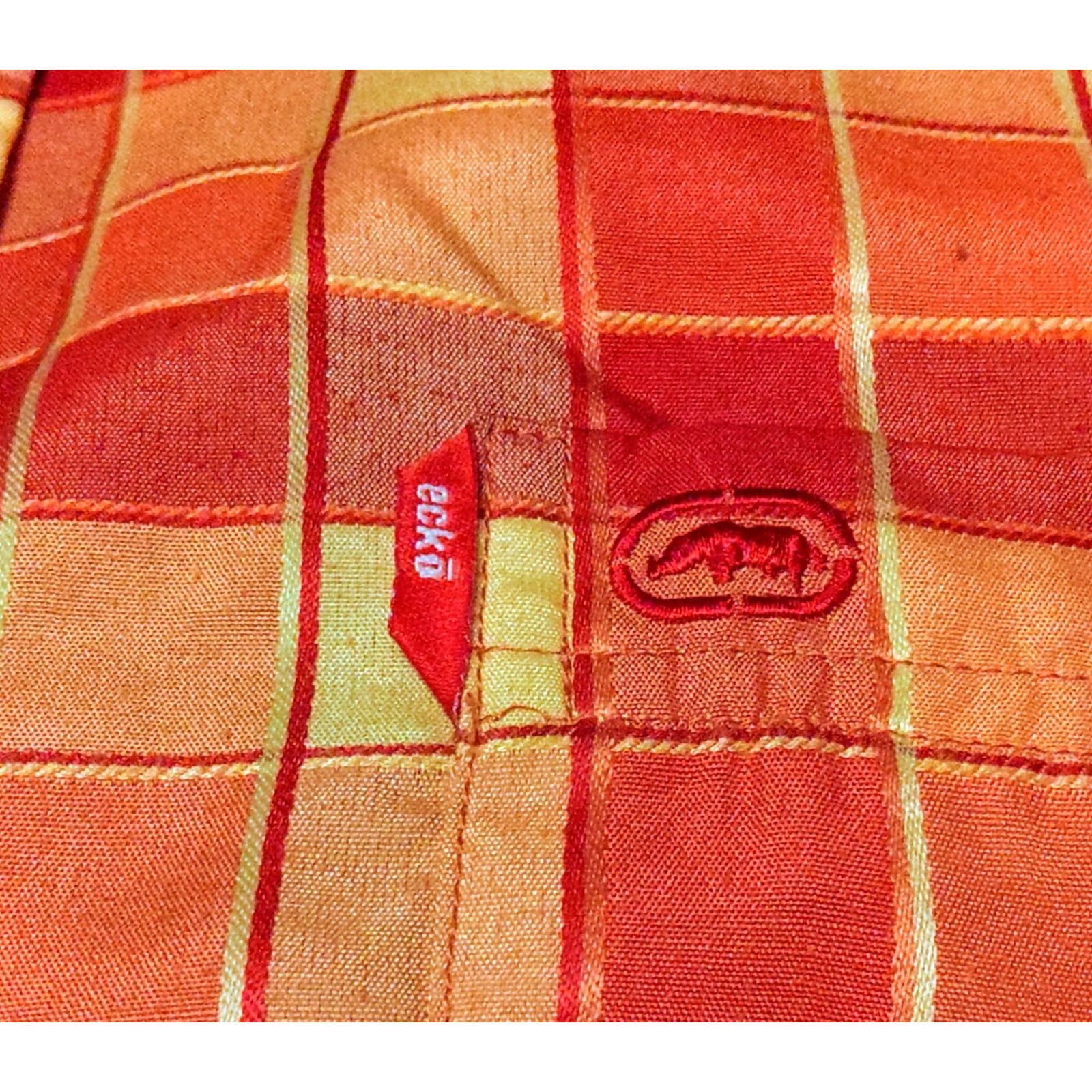 Ecko Unltd. Ecko Unltd Mens Button-Up Shirt Orange Plaid Short Sleeve Pocket Size US L / EU 52-54 / 3 - 4 Thumbnail