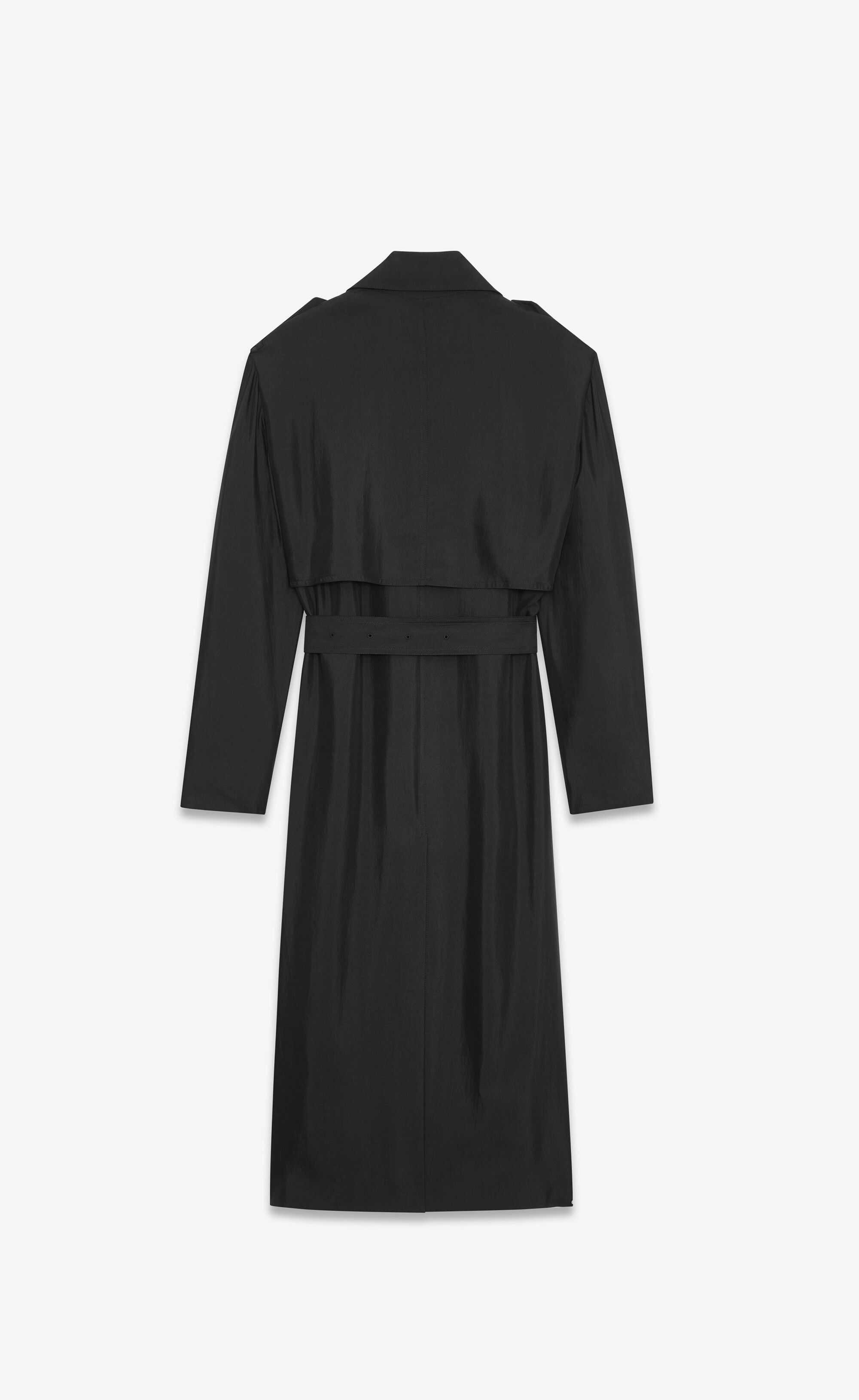 Saint Laurent Paris o1s1wg110125 651786 Trench Coat In Silk Satin in Black Size M / US 6-8 / IT 42-44 - 3 Thumbnail