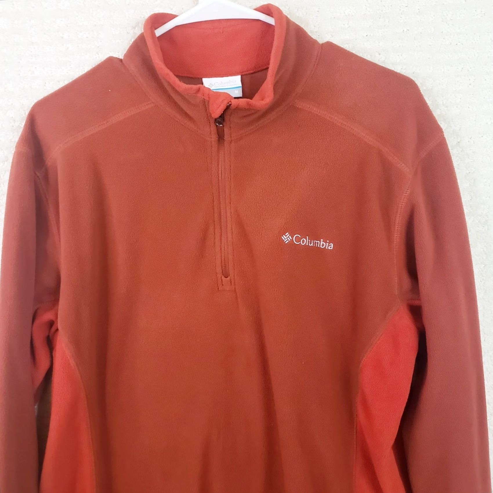 Vintage Columbia Men M Orange Fleece Polyester Pullover Sweater 1/4 Zip Mock Side Panel Size US M / EU 48-50 / 2 - 2 Thumbnail