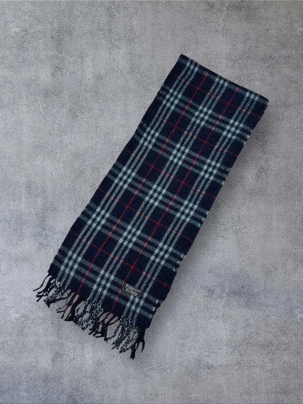 Burberry Vintage szalik Burberry full pattern granatowy wełniany Size ONE SIZE - 5 Thumbnail