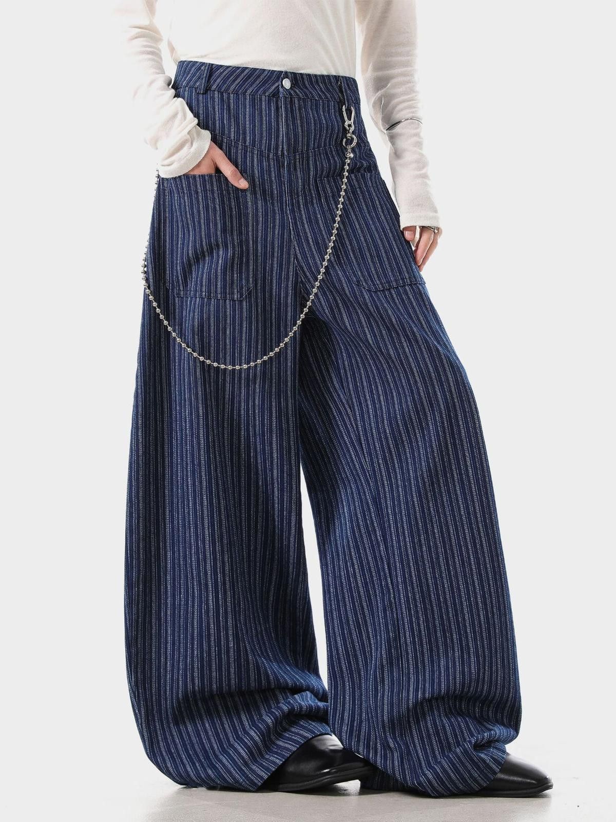 Vintage Old Money Wide-Leg Pants | Relaxed Drape Straight Trousers Size US 32 / EU 48 - 2 Thumbnail