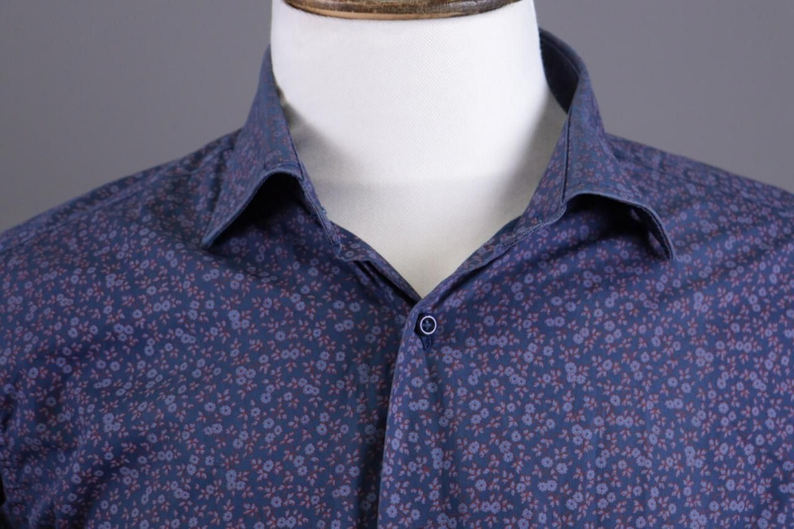Designer Camiceria Partenopea Blue Floral Dress Shirt Size L Size US L / EU 52-54 / 3 - 5 Thumbnail