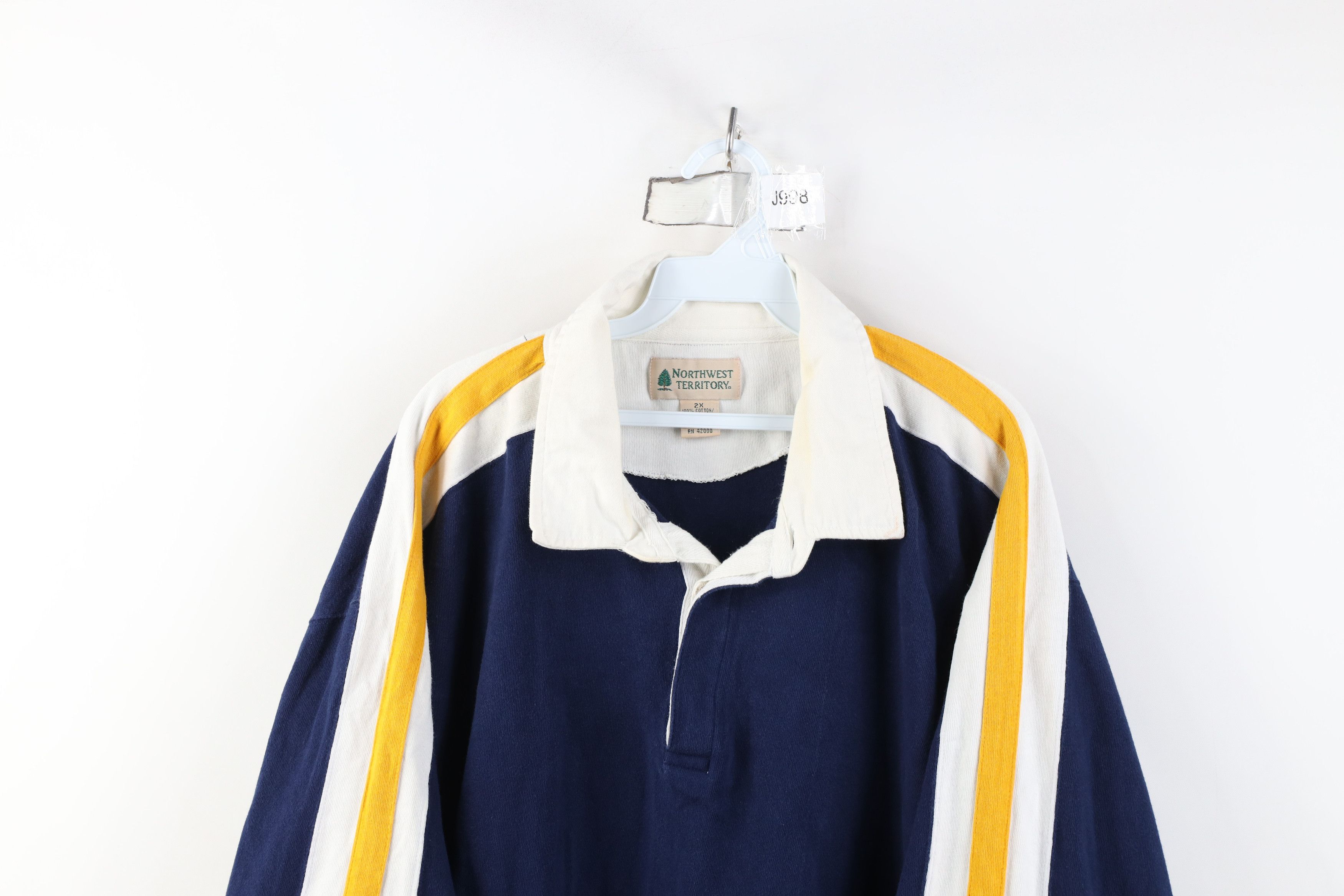 Vintage Vintage 90s Streetwear Long Sleeve Rugby Polo Shirt Blue Size US XXL / EU 58 / 5 - 2 Thumbnail