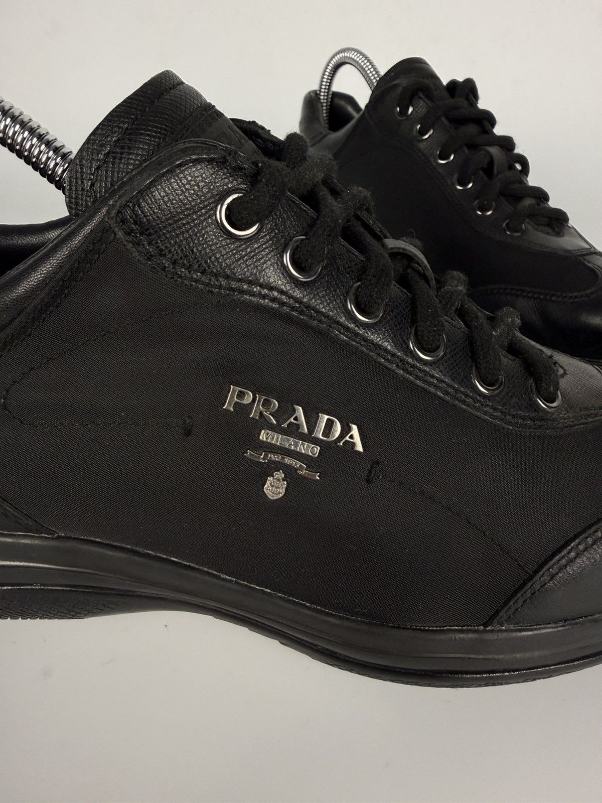 Prada Prada Milano Black Nylon & Leather Sneakers Size US 6.5 / IT 36.5 - 13 Thumbnail