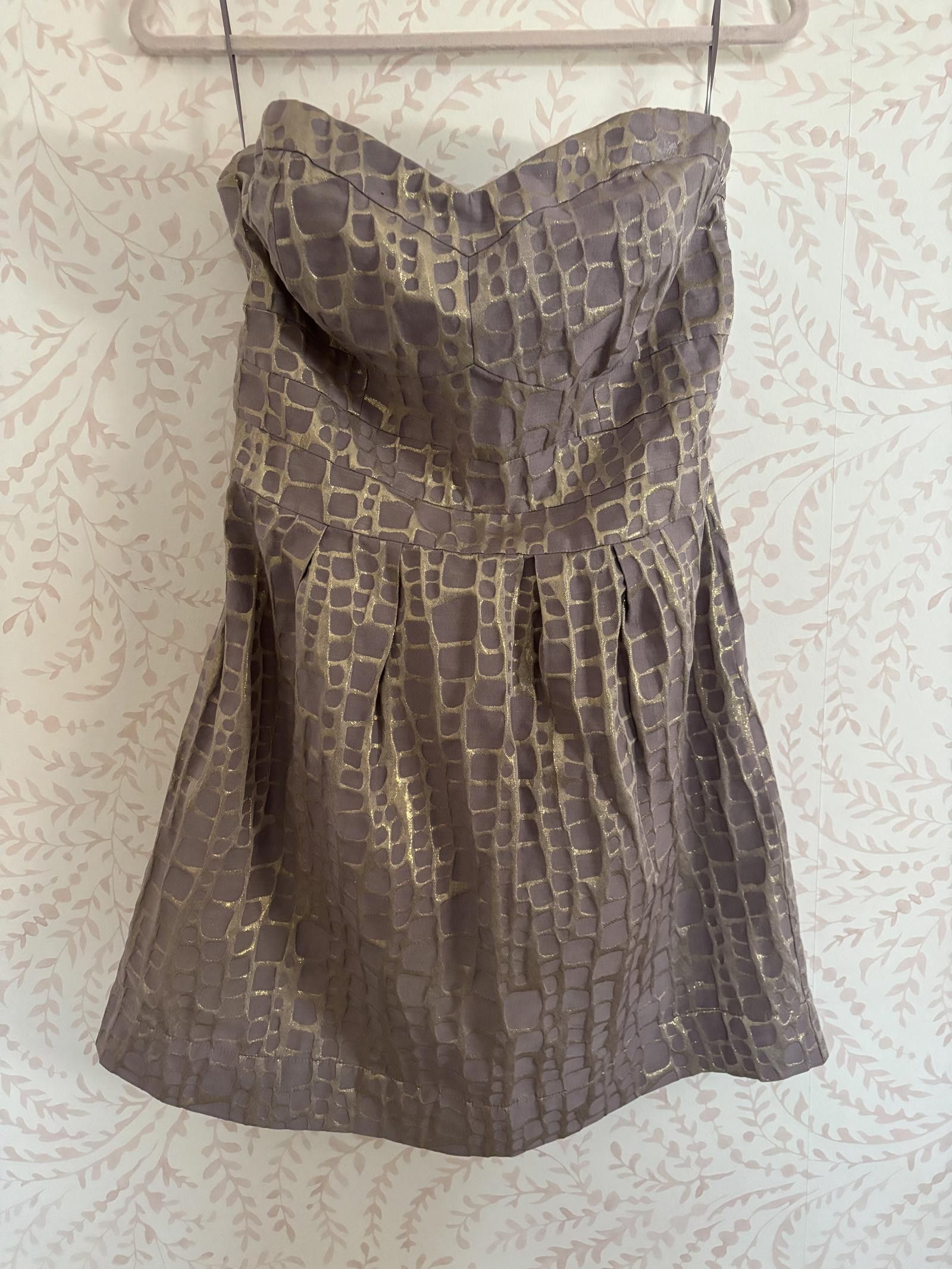 American Eagle Outfitters NWOT AE Gold and Taupe Stylish Strapless Print Dress Size XL / US 12-14 / IT 48-50 - 1 Thumbnail