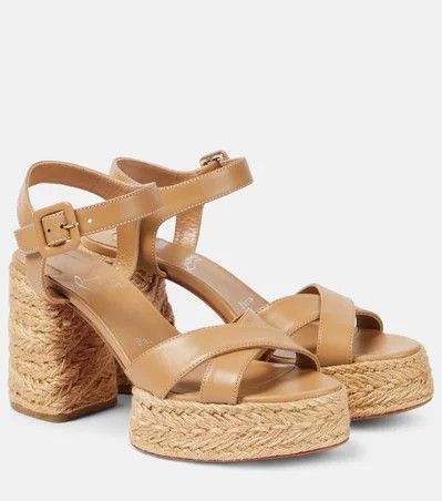 Christian Louboutin os11x0526 Calakala 70mm Espadrille Sandals in Beige Size US 7 / IT 37 - 1 Thumbnail