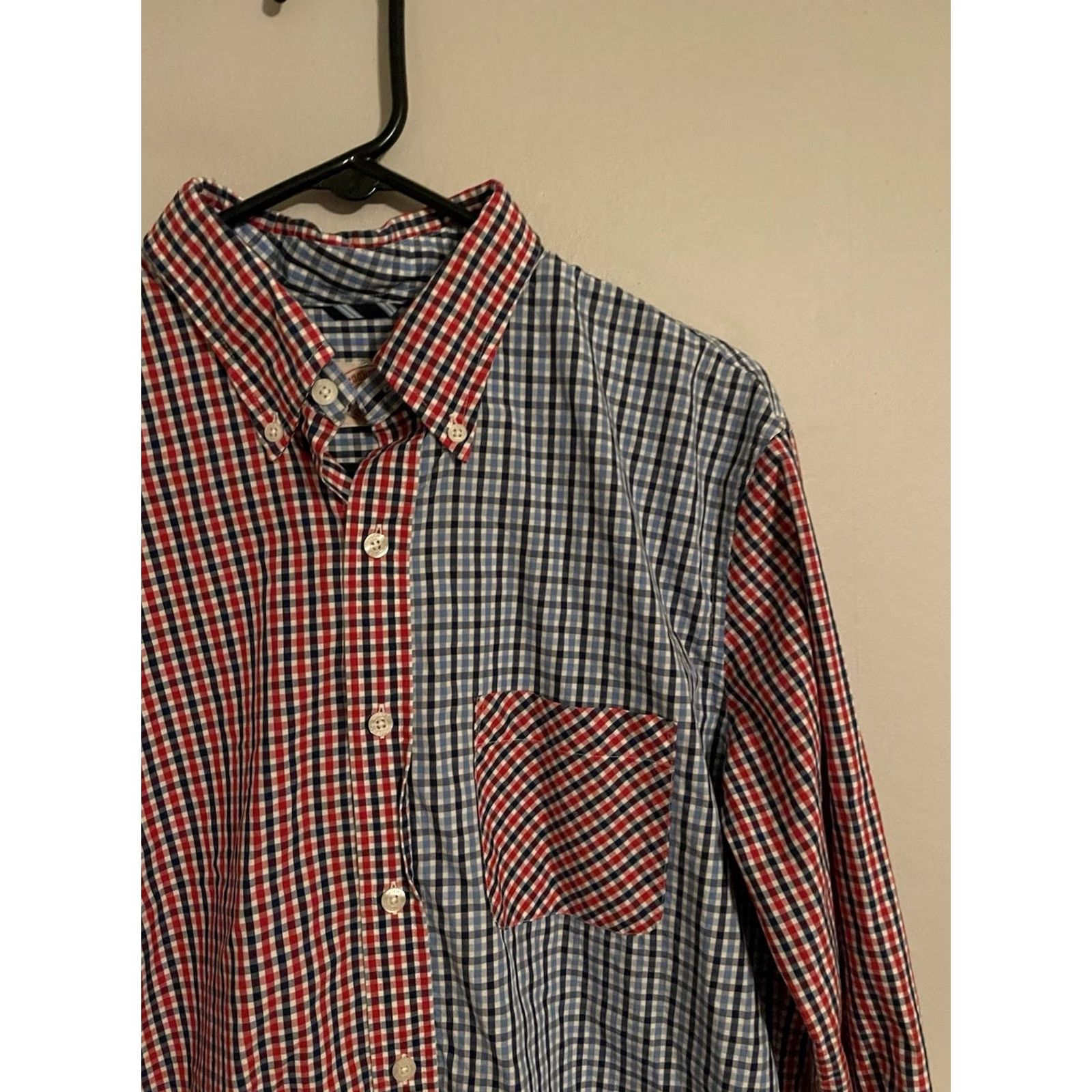 Brooks Brothers Brooks Brothers Color Block Red Blue Gingham Plaid Button Up Shirt Mens Large Size US L / EU 52-54 / 3 - 2 Thumbnail