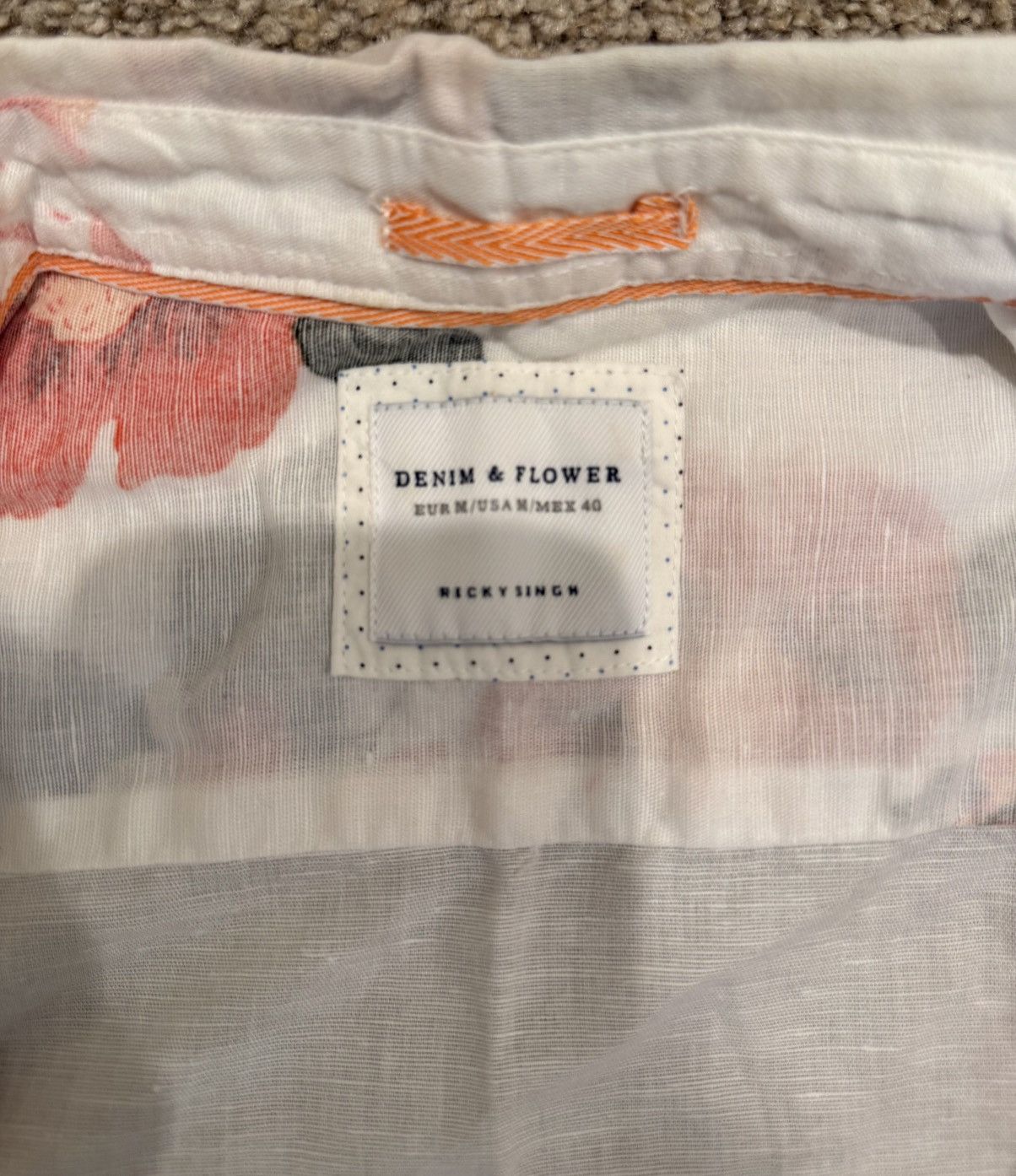 Denim & Flower Denim & Flower Floral Button-Up (Sheer White) Size US L / EU 52-54 / 3 - 2 Thumbnail