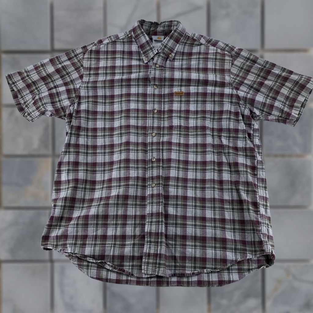 Carhartt Carhartt Shirt Mens XL Plaid Button-Down Short Sleeve Work Casual Green Size US XL / EU 56 / 4 - 1 Thumbnail