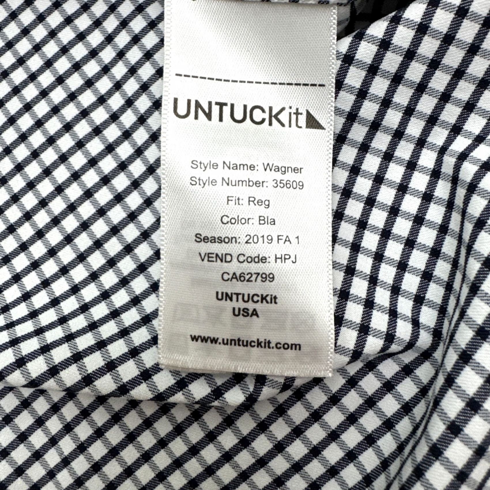 UNTUCKit UNTUCKit Wagner Shirt Mens Medium Black White Gingham Check Button Down Nylon Size US M / EU 48-50 / 2 - 7 Thumbnail