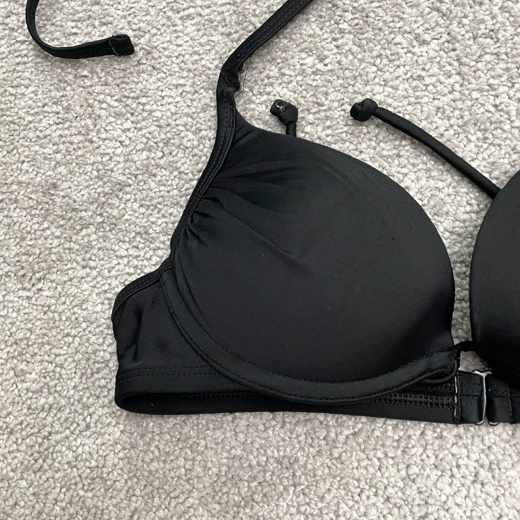 Vintage Aerie Bikini Top Womens 32B Black Halter Padded Underwire Beach Swimwear Top Size XXS / US 00 / IT 34 - 4 Thumbnail