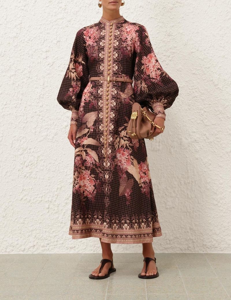 Zimmermann oc11z0226Illuminate Buttoned Midi Dress In Multicolor Size M / US 6-8 / IT 42-44 - 6 Thumbnail