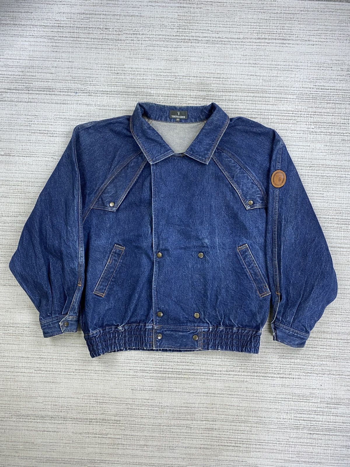 Trussardi Vintage Trussardi Rare Oversize Denim Blue Jacket Size US XL / EU 56 / 4 - 6 Thumbnail