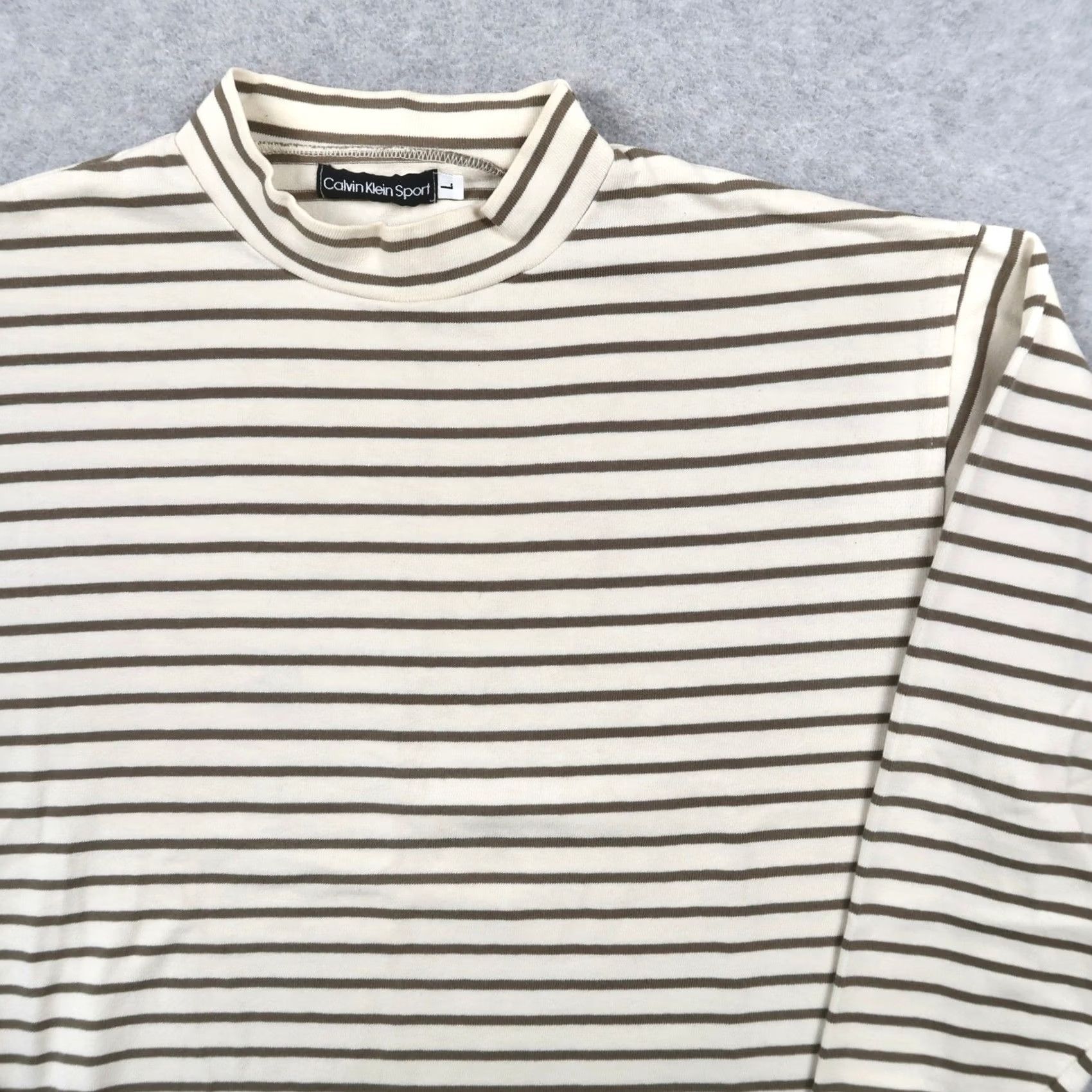 Vintage VINTAGE 90s Calvin Klein Sport Mens L Striped Mock Neck Long Sleeve Shirt USA Size US L / EU 52-54 / 3 - 3 Thumbnail