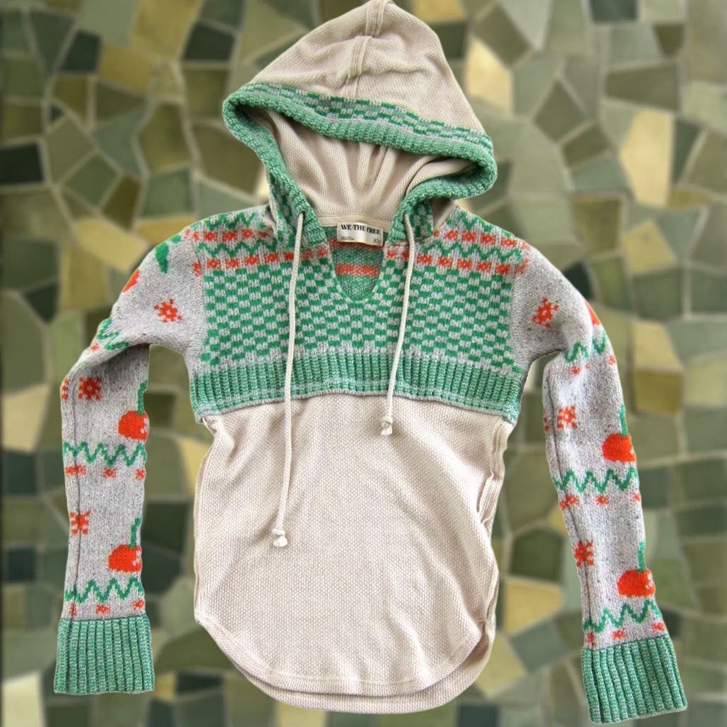 Free People VINTAGE FREE PEOPLE We The Free Cherry Cola Swit Cuff Thermal Hoodie Sweater XS Size XS / US 0-2 / IT 36-38 - 1 Thumbnail