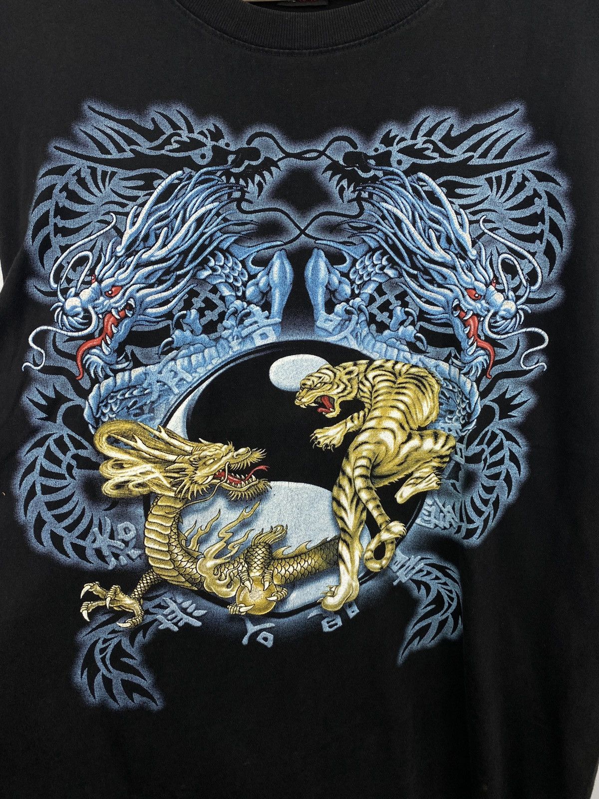 Japanese Brand 🇯🇵☯️ Vintage 90s Yin Yang Japan Tiger Dragon Long Sleeve Size US XL / EU 56 / 4 - 4 Thumbnail