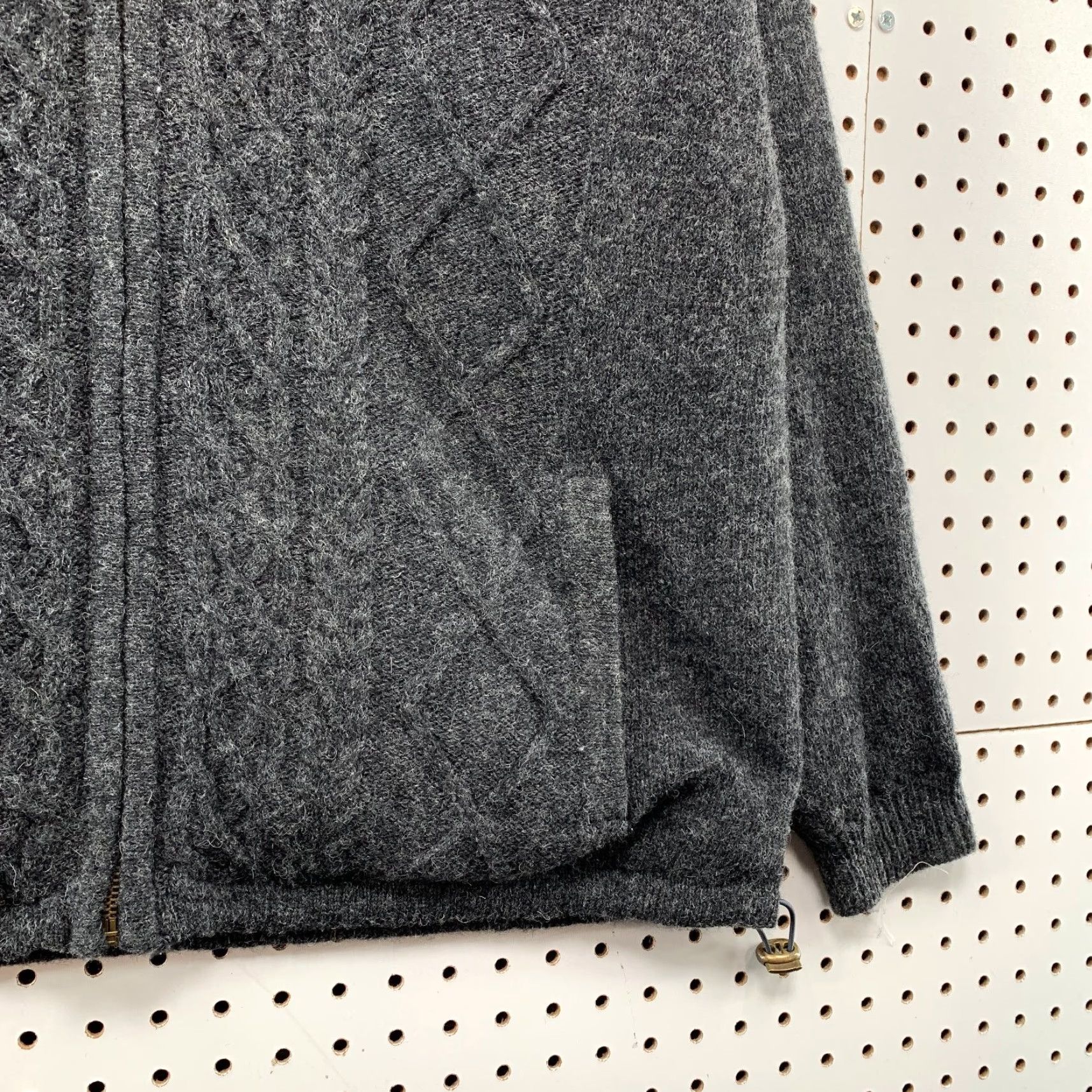 Vintage VINTAGE ARAN Sweater Wool Cardigan L Large Gray Aran Crafts Mens Wool Zip Jacket IRISH Fisherman Knit Crew Neck Cable Knit Winter Fall Spring Casual Size US L / EU 52-54 / 3 - 6 Thumbnail