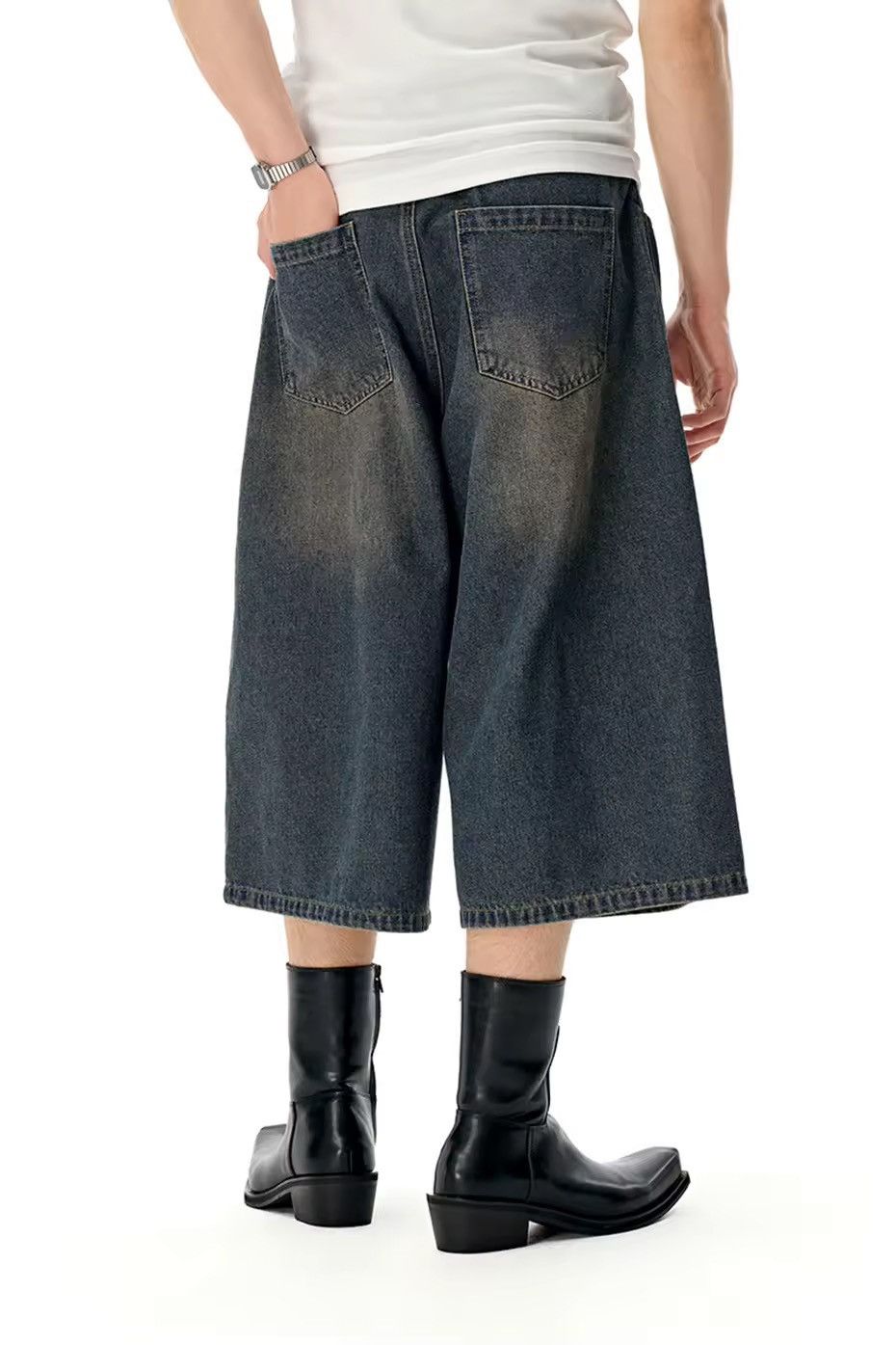 Designer × Jean Patchwork Distressed Washed Vintage Loose Shorts Size US 32 / EU 48 - 4 Thumbnail