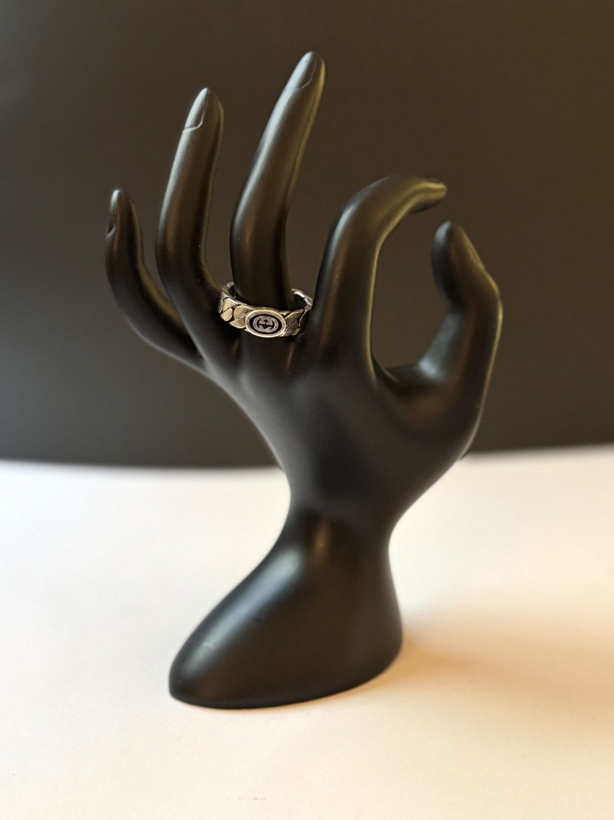 Gucci Gucci .925 Silver Link Ring Black Size ONE SIZE - 6 Thumbnail