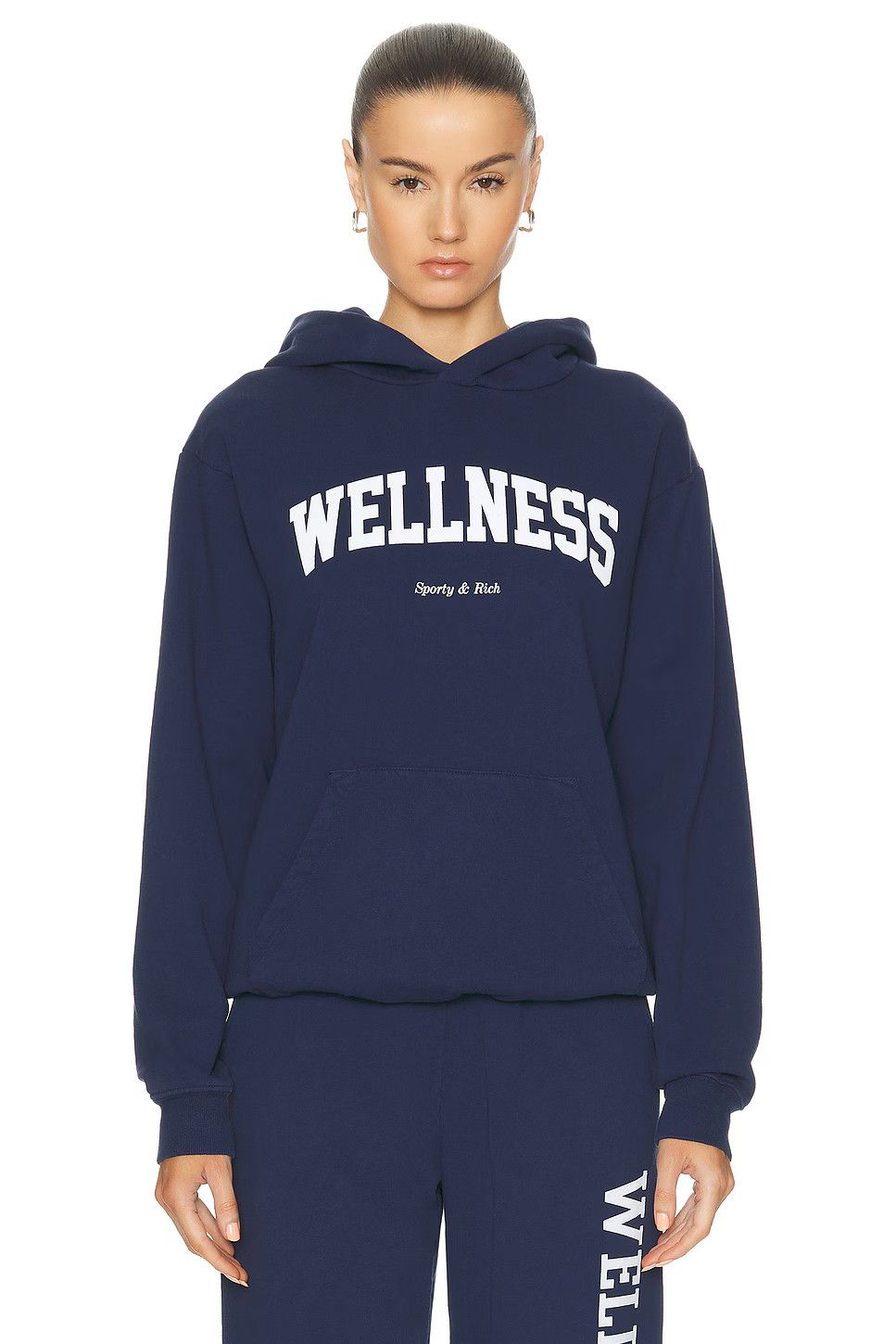 Sporty & Rich o1mle0425 Wellness Ivy Cropped Hoodie in Navy & White Size L / US 10 / IT 46 - 1 Thumbnail