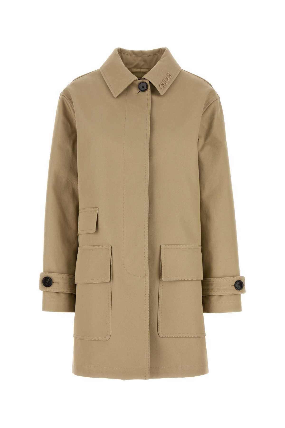 Gucci o1la5ras0526 Heavy Cotton Drill Coat in Beige Size M / US 6-8 / IT 42-44 - 1 Thumbnail