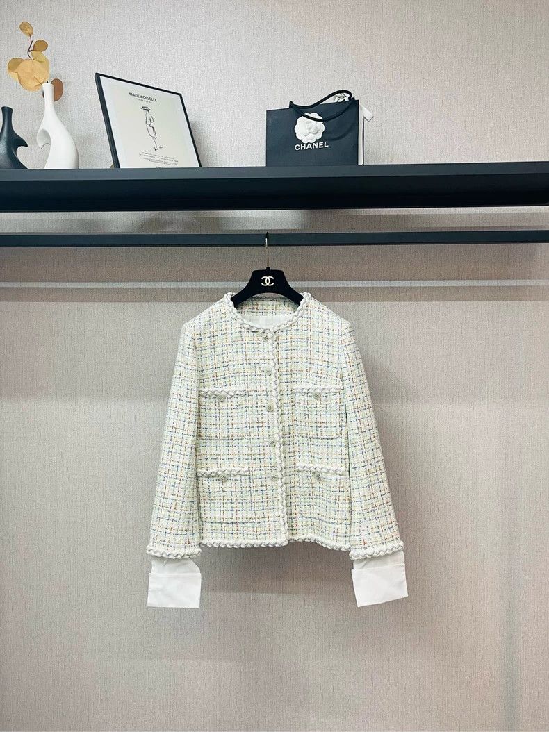 Chanel Chanel 25C early spring white tweed tweed jacket 2504-Nexta Size XS / US 0-2 / IT 36-38 - 1 Thumbnail
