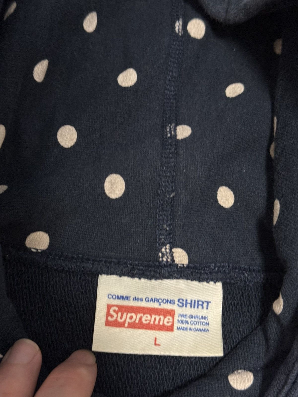 Comme des Garcons Supreme cdg navy dot box logo hooded sweatshirt hoodie Size US L / EU 52-54 / 3 - 3 Thumbnail