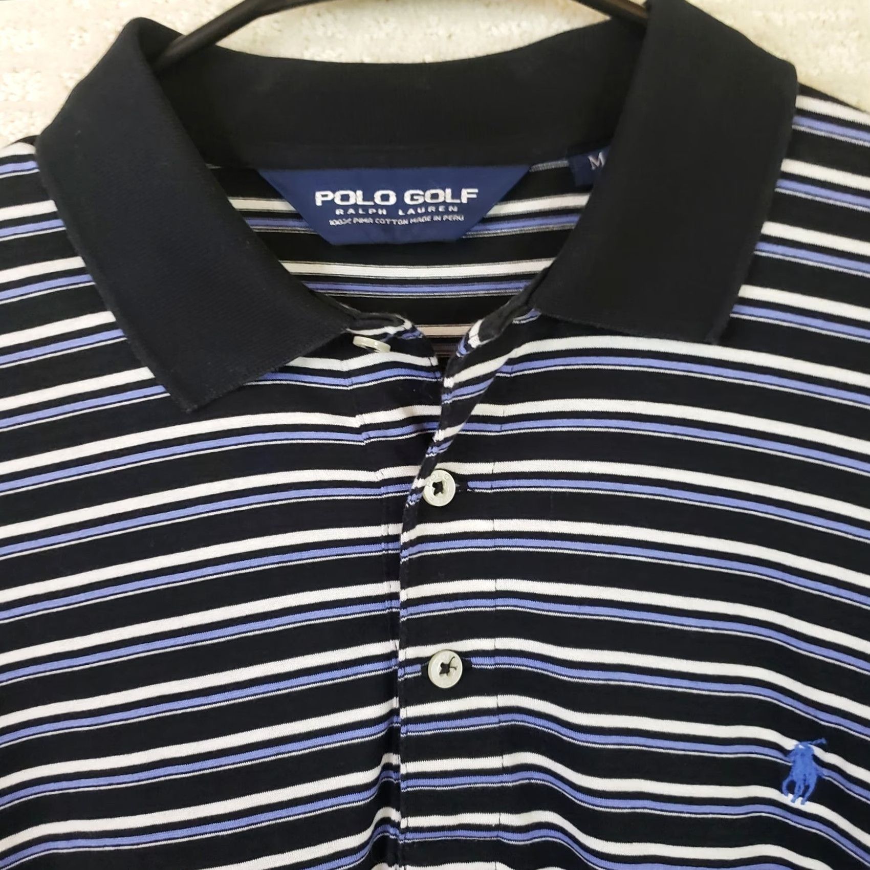 Ralph Lauren VINTAGE Polo Golf Ralph Lauren Men's M Striped Blue & White 100% Pima Cotton Size US M / EU 48-50 / 2 - 4 Thumbnail