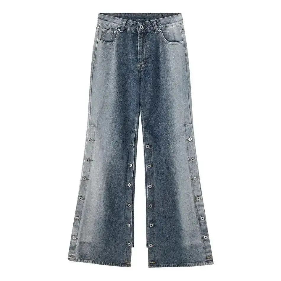 Japanese Brand Button design wide leg loose jeans trousers y2k Size US 32 / EU 48 - 6 Thumbnail
