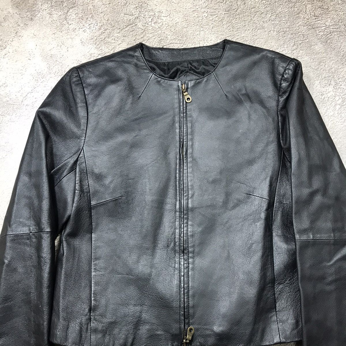 Vintage Vintage 90s Faded Leather Jacket Minimalist Workwear Swag M Size M / US 6-8 / IT 42-44 - 3 Thumbnail