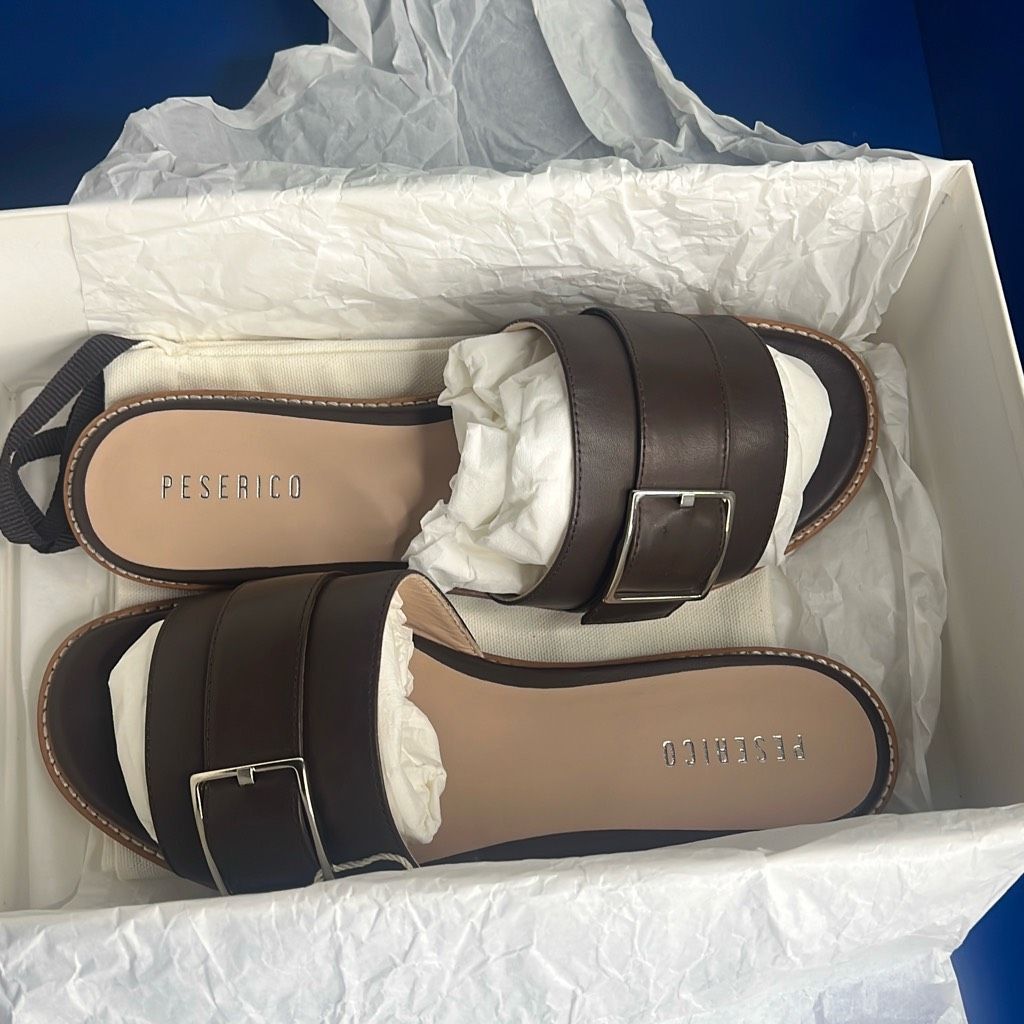 Other NIB Peserico Brown Slides Buckled Sandals Size US 6.5 / IT 36.5 - 13 Thumbnail