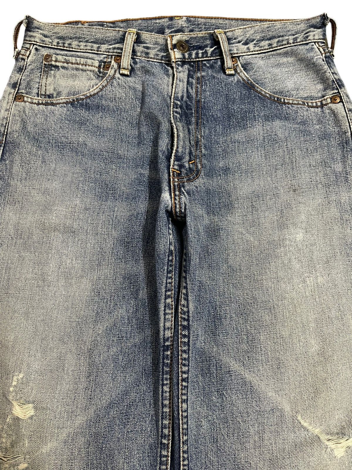 Levi's Vintage 80s Levis 503 Blue Bleached Distressed Baggy Jeans Size US 31 - 3 Thumbnail