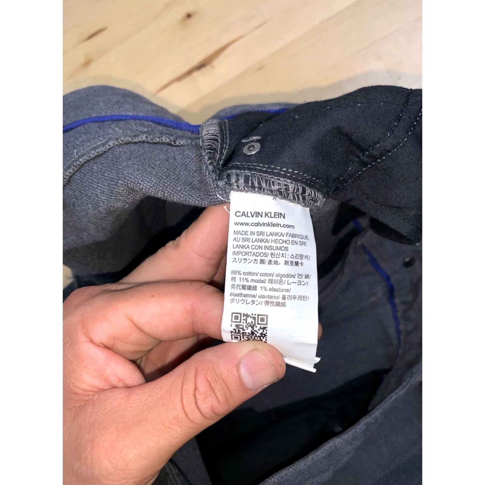 Calvin Klein Calvin Klein Jeans Men 36x30.5/36 Gray Cotton Blend 5-Pocket Straight Zip Solid Logo Casual Denim Size US 36 / EU 52 - 4 Thumbnail