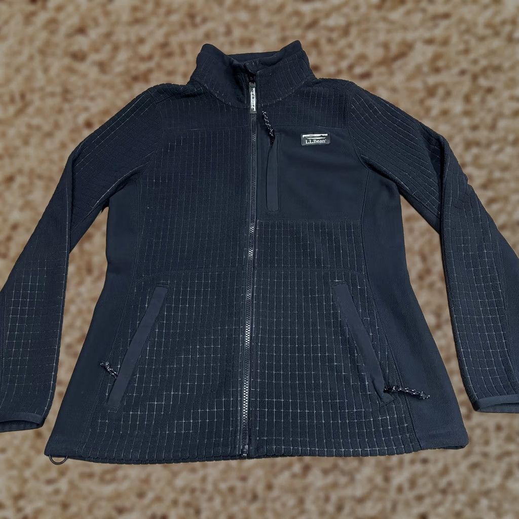 Vintage LL Bean Jacket Womens Medium Black Full Zip Grid Fleece Outdoor Hiking 508991 Size M / US 6-8 / IT 42-44 - 1 Thumbnail