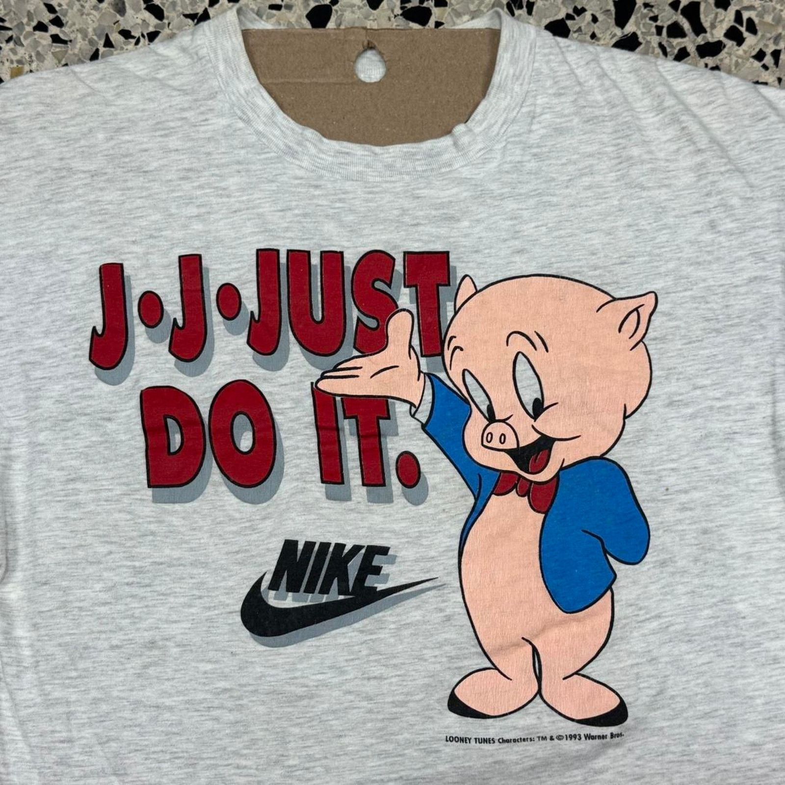 Nike × Vintage VINTAGE 90S NIKE PORKY PIG JUST DO IT SINGLE STITCH TEE: Size US L / EU 52-54 / 3 - 2 Thumbnail