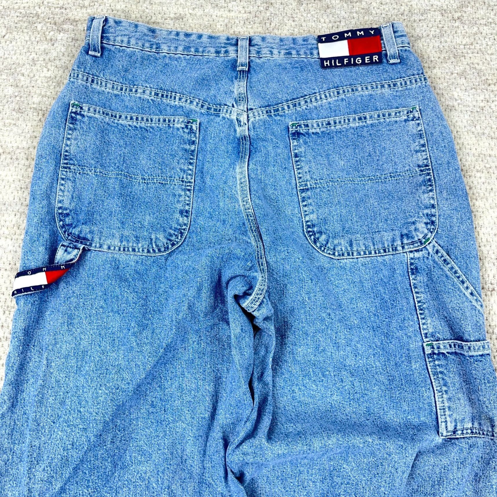Tommy Hilfiger VINTAGE Tommy Hilfiger Jeans Women 14 Baggy Fit Wide Leg High Rise 90s Blue 32x27 Size 36" / US 14 / IT 50 - 3 Thumbnail